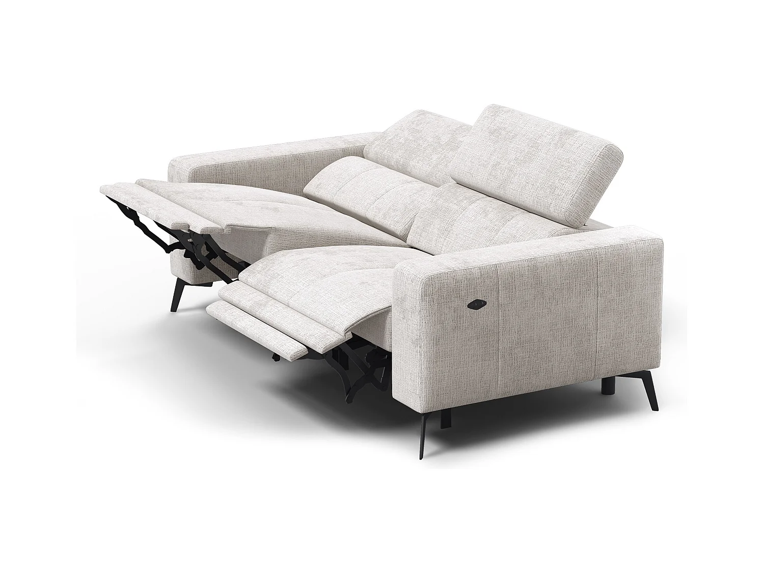 Canapé 3 places MORELLO avec 2 x Relax Zero Gravity, tissu crème