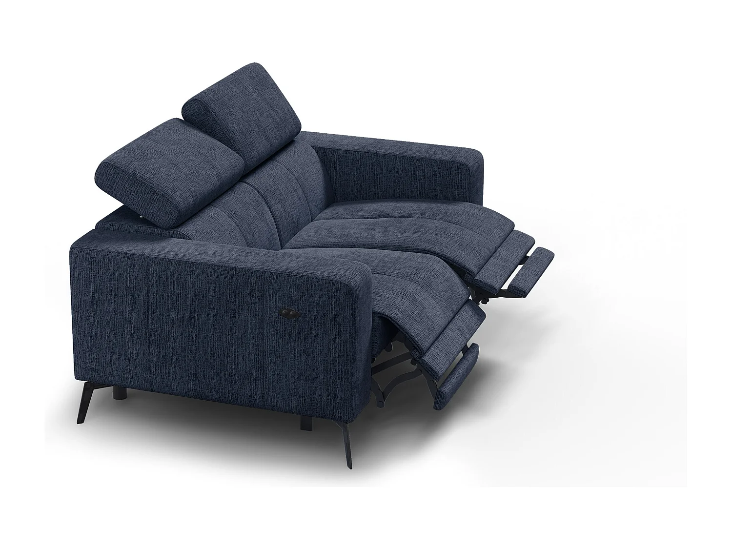 Canapé 2 places MORELLO avec 2 x Relax Zero Gravity, tissu bleu marine