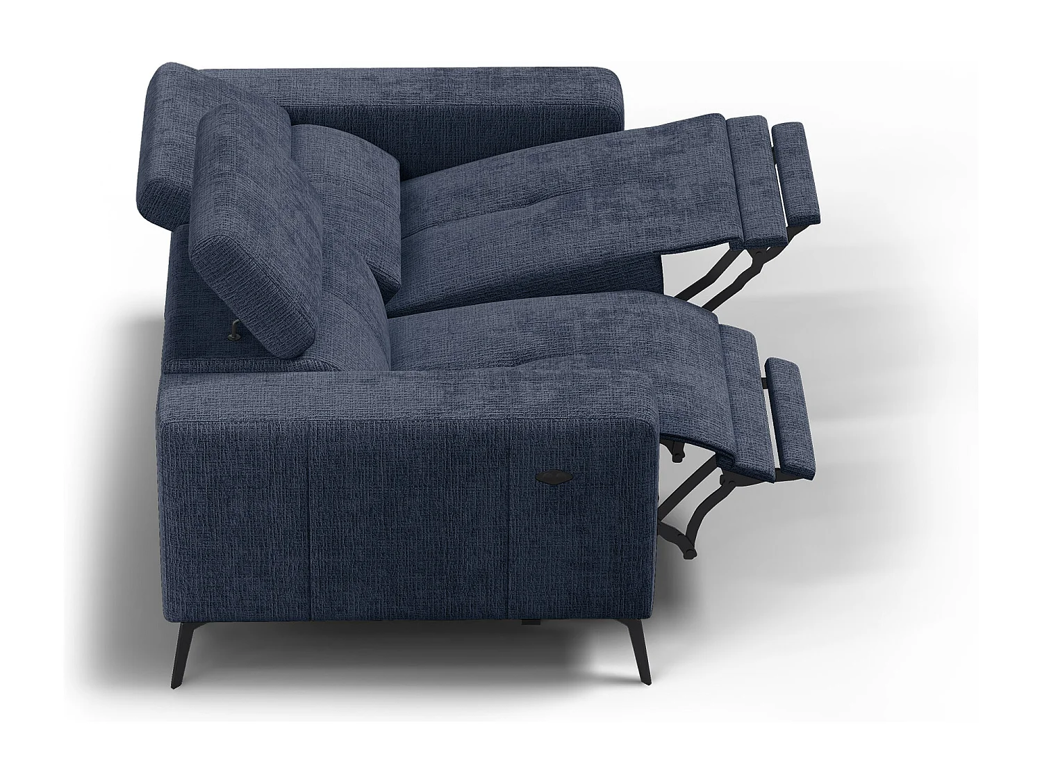 Canapé 2 places MORELLO avec 2 x Relax Zero Gravity, tissu bleu marine