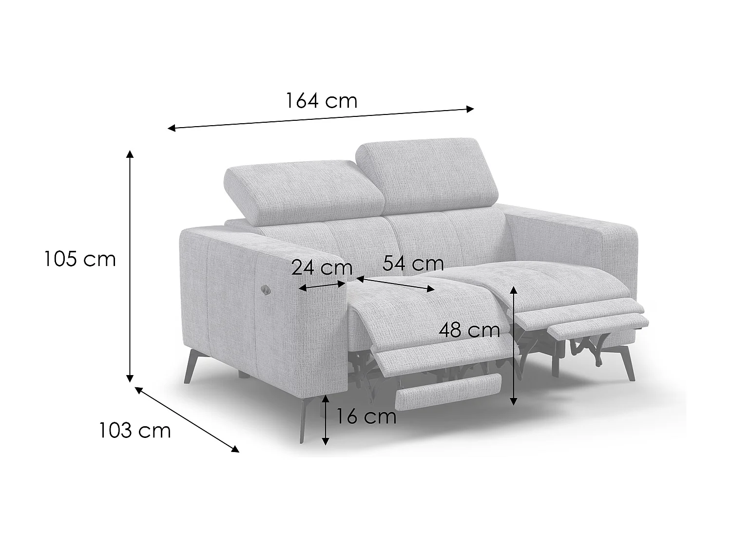 Relaxsofa 2-Sitzer MORELLO, marineblau, 2 x Relax Zero Gravity