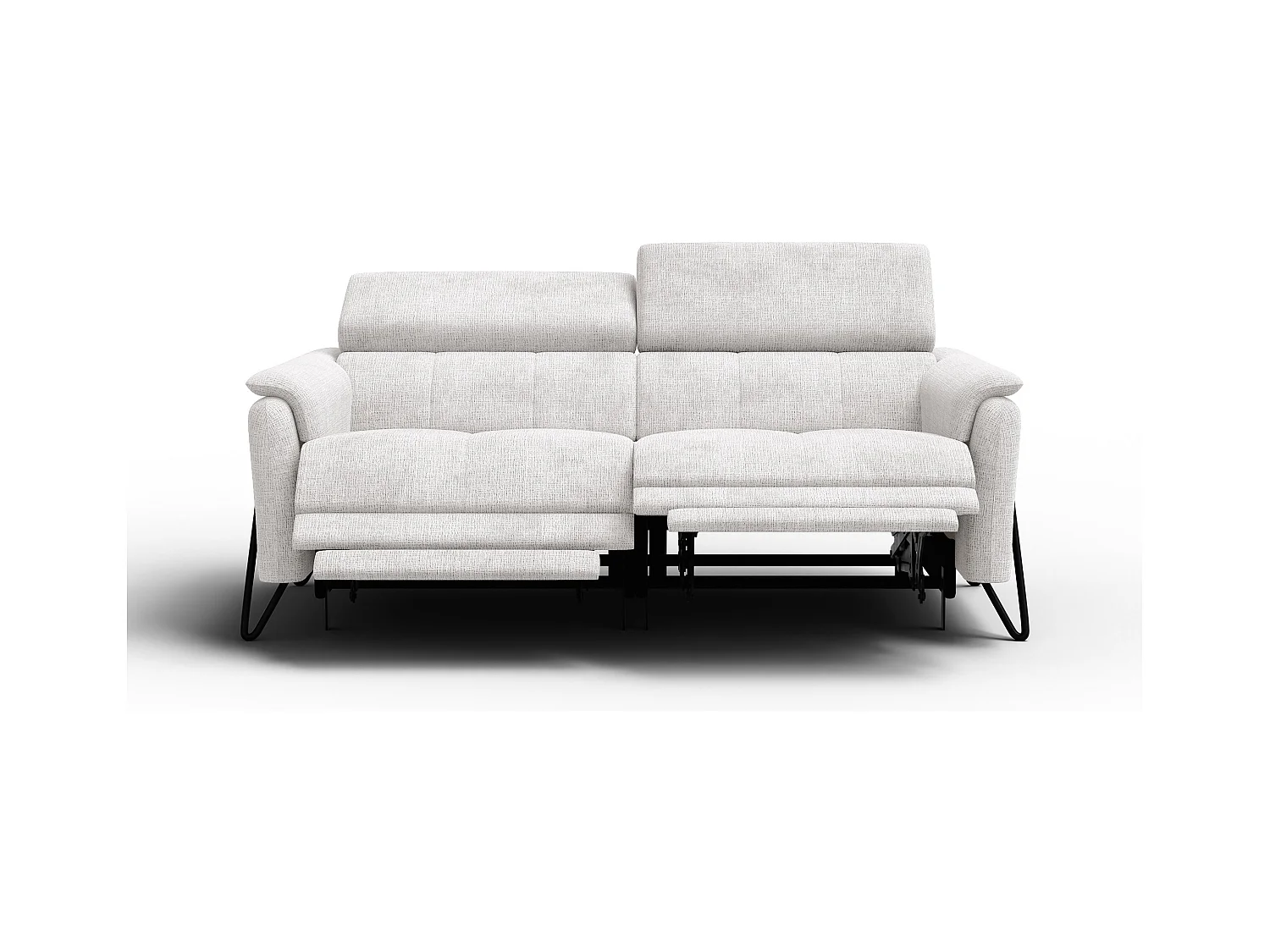 Canapé RODEN 3 places avec 2 Relax, tissu crème