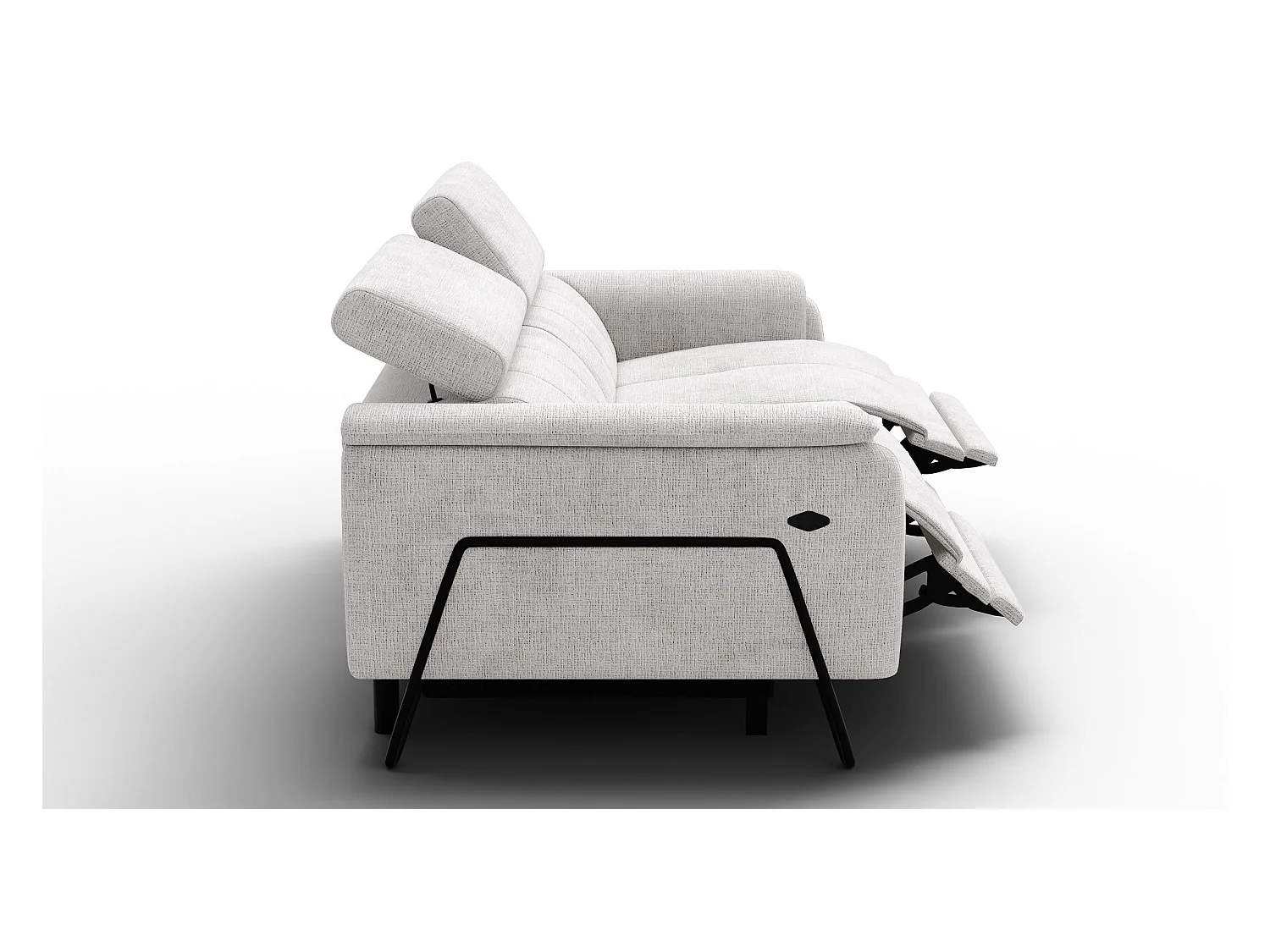 Canapé RODEN 3 places avec 2 Relax, tissu crème