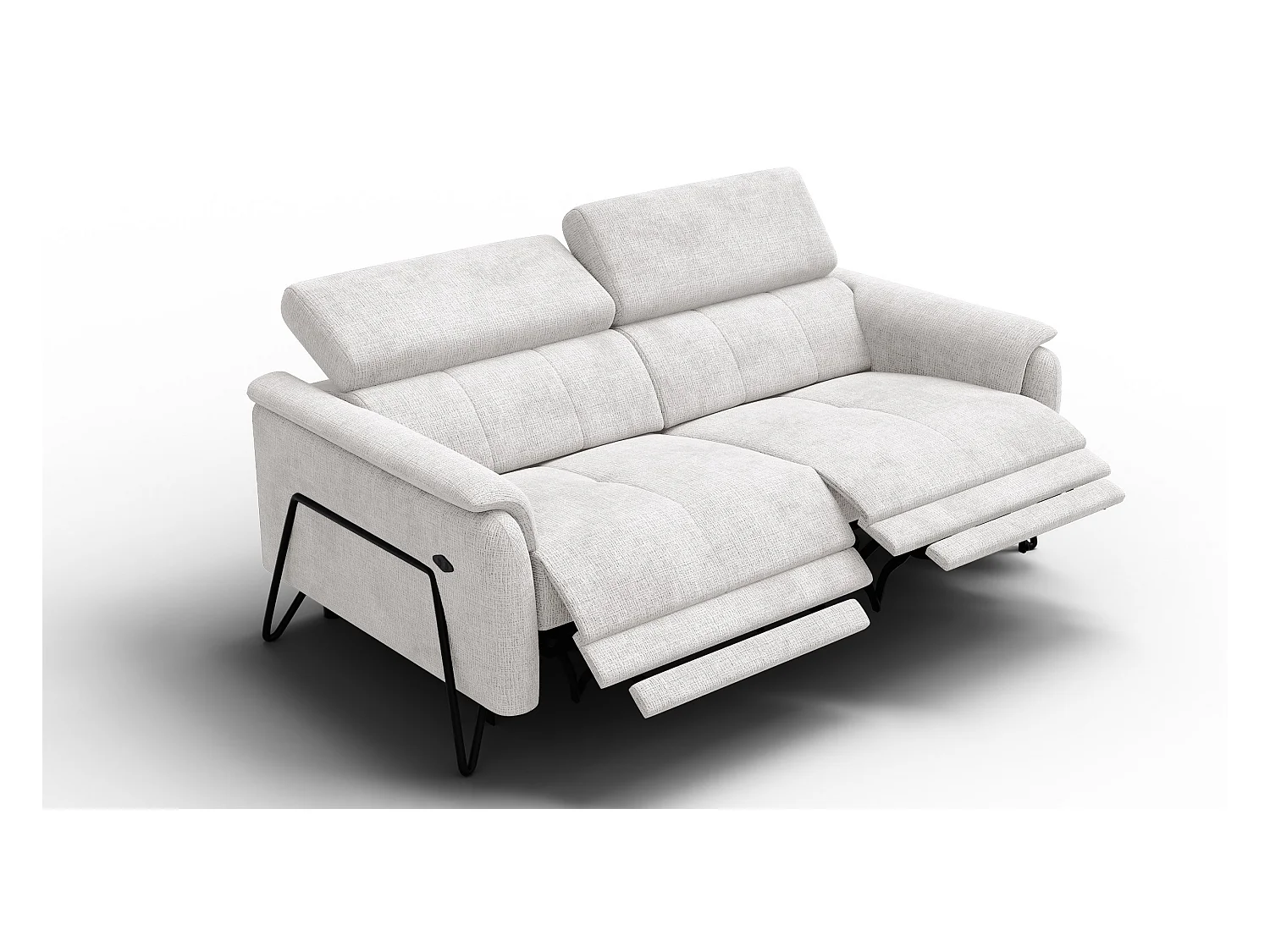 Canapé RODEN 3 places avec 2 Relax, tissu crème