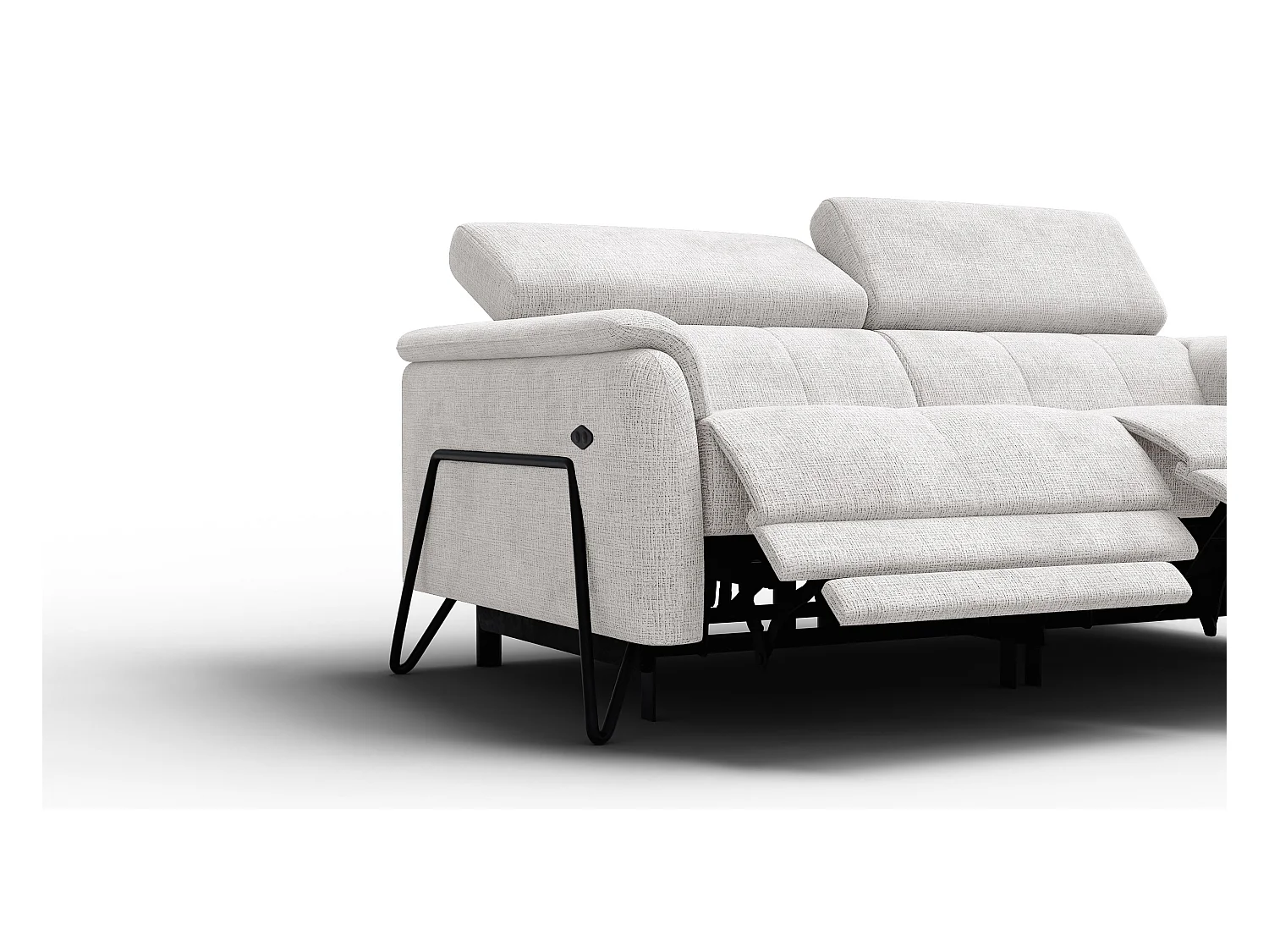 Canapé RODEN 3 places avec 2 Relax, tissu crème