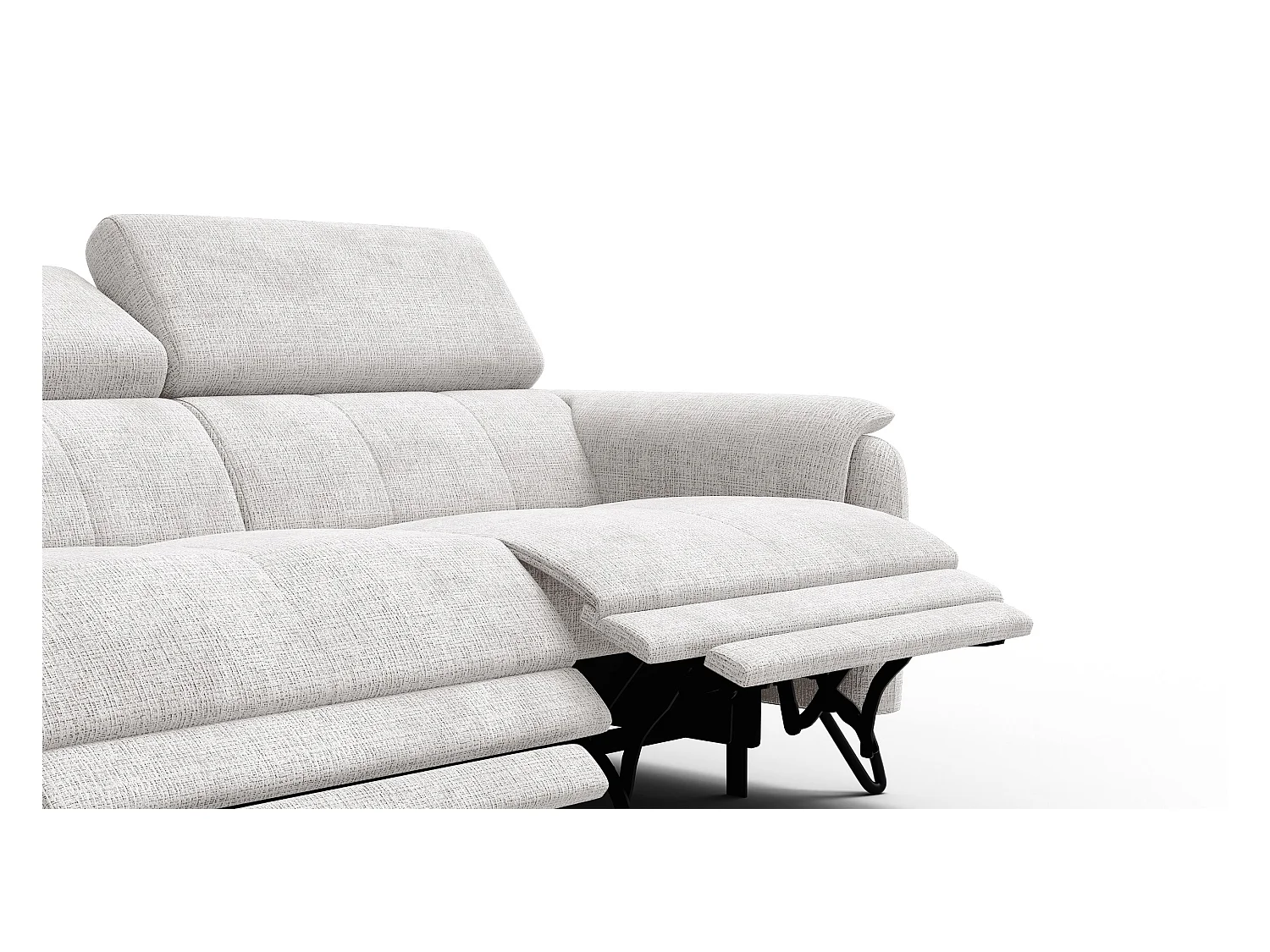 Canapé RODEN 3 places avec 2 Relax, tissu crème