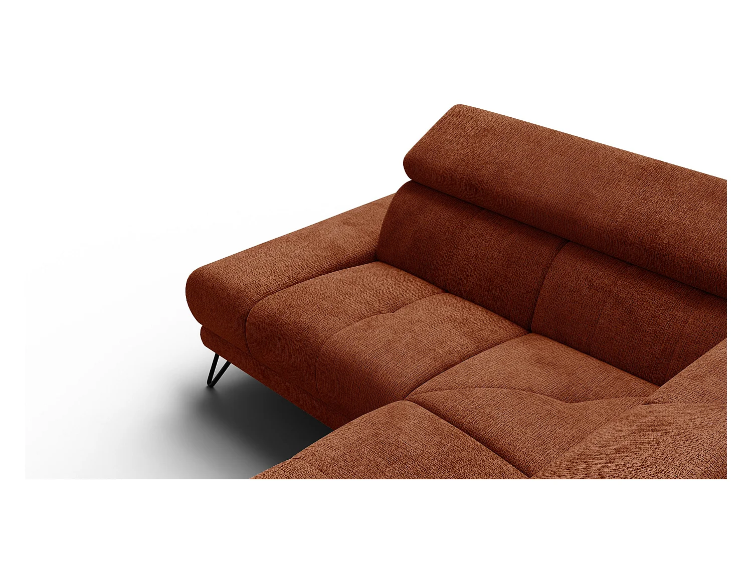 Canapé d'angle 5 places RODEN avec Relax, tissu orange foncé