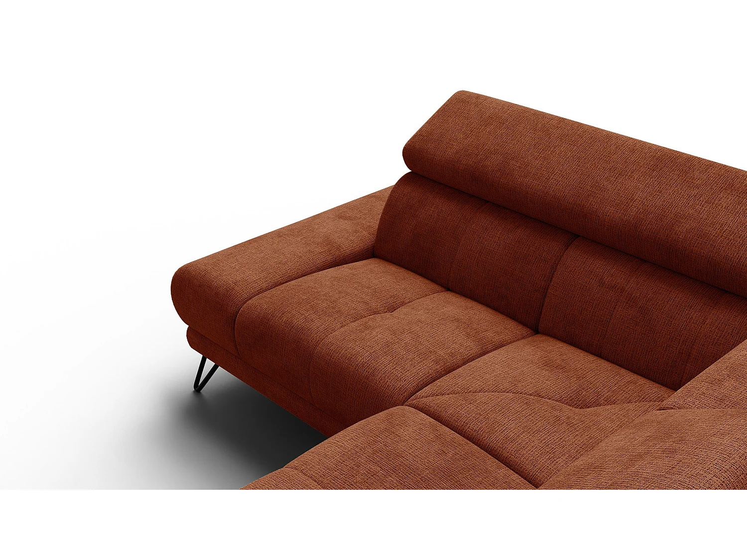 Canapé d'angle 5 places RODEN avec Relax, tissu orange foncé