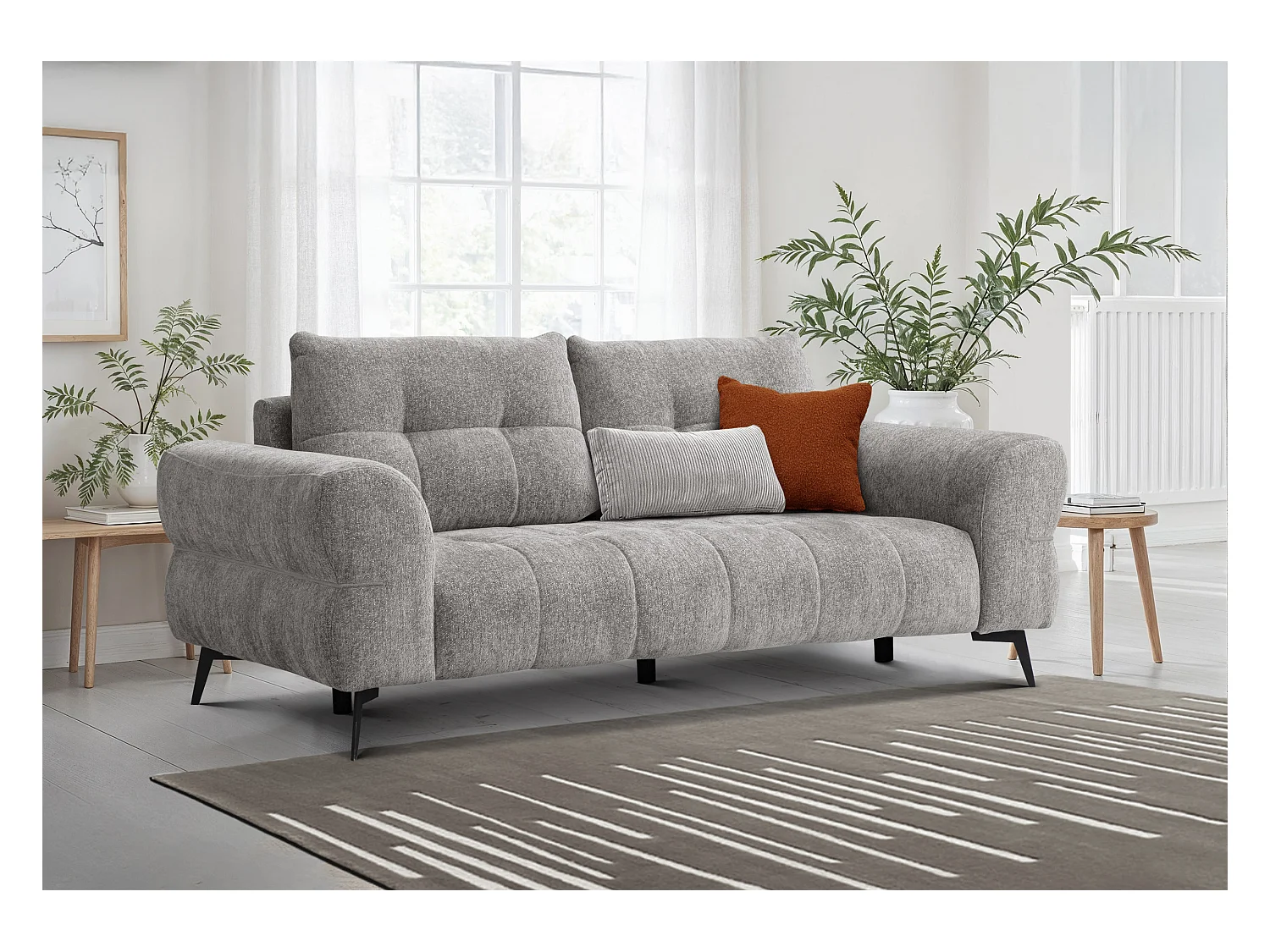 Canapé 3 places SALVINI, tissu gris chaud