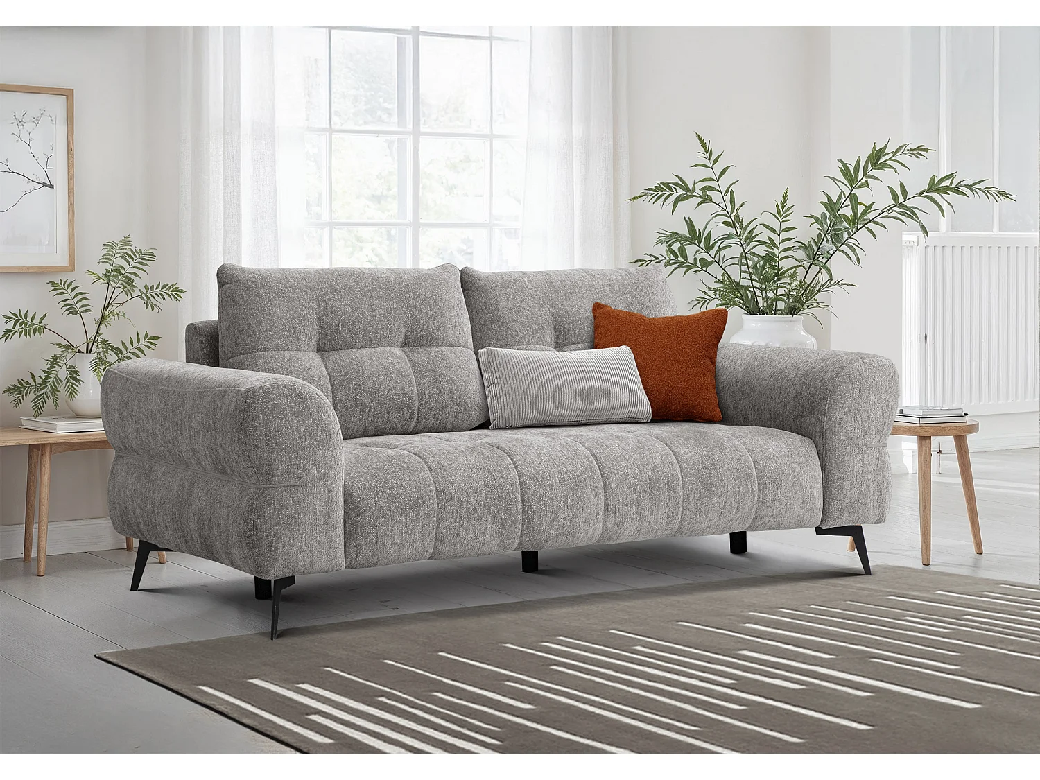 Canapé 3 places SALVINI, tissu gris chaud