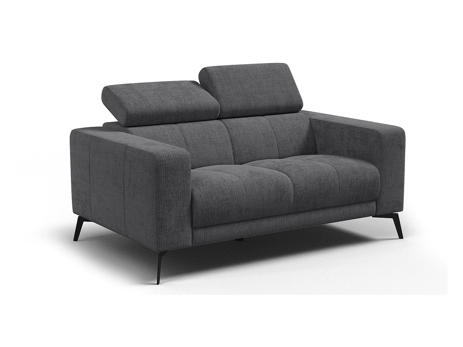 Canapé 2 places MORELLO, tissu gris foncé