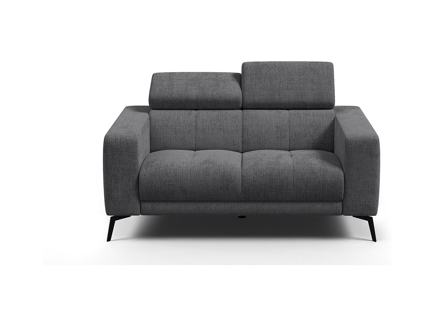 Canapé 2 places MORELLO, tissu gris foncé