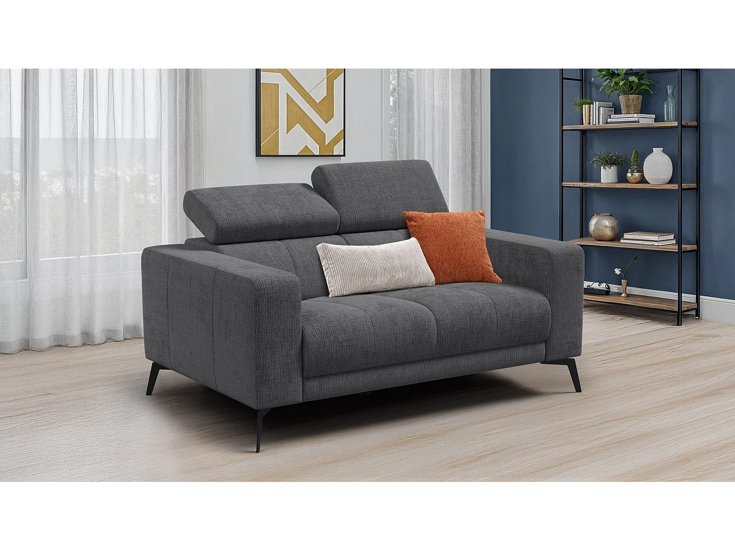 Sofa 2-Sitzer MORELLO, dunkelgrau