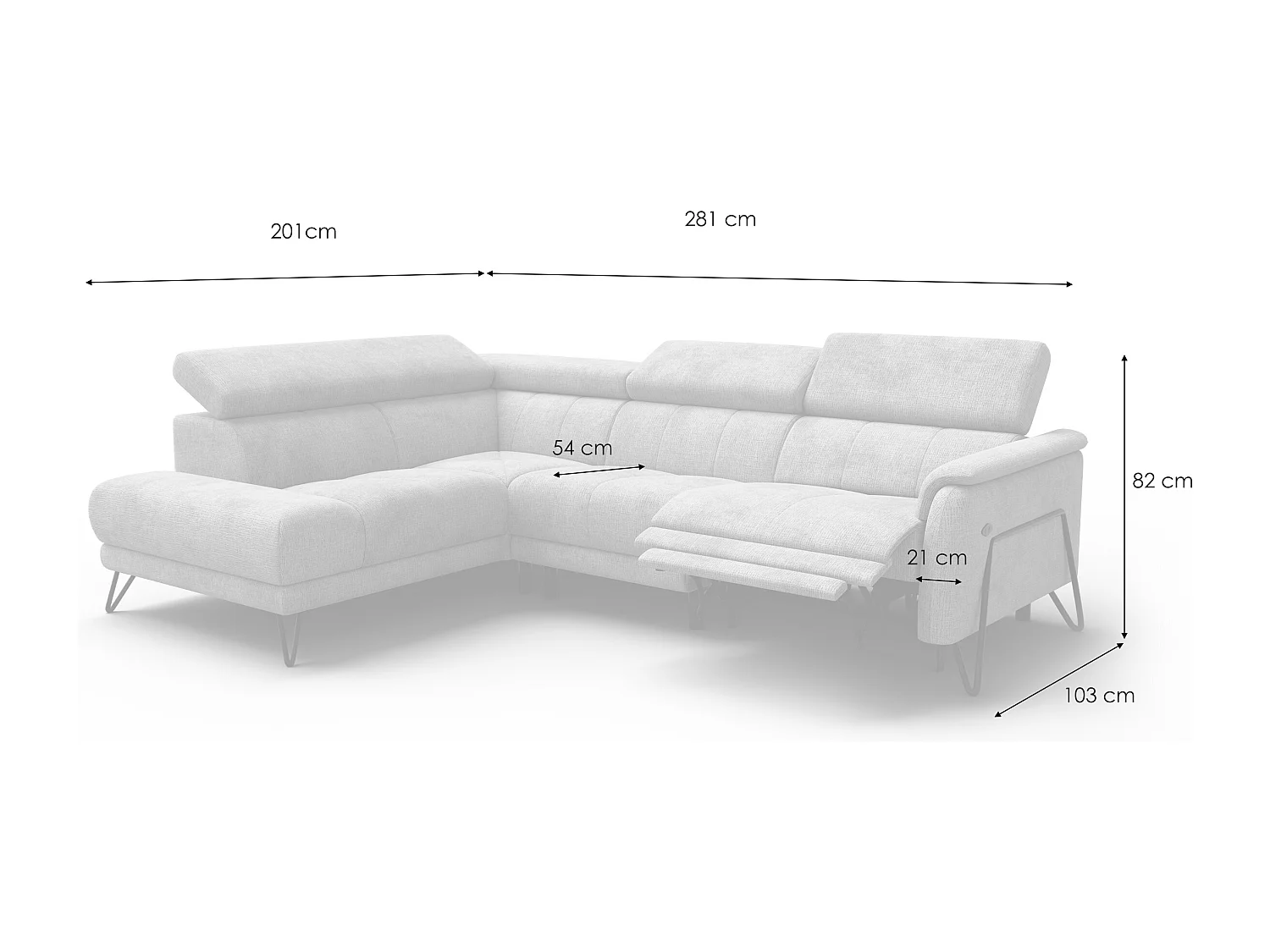 Ecksofa 5-Sitzer mit Relax RODEN, marineblau