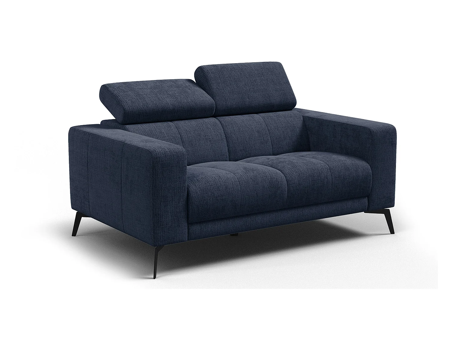 Canapé 2 places MORELLO, tissu bleu marine
