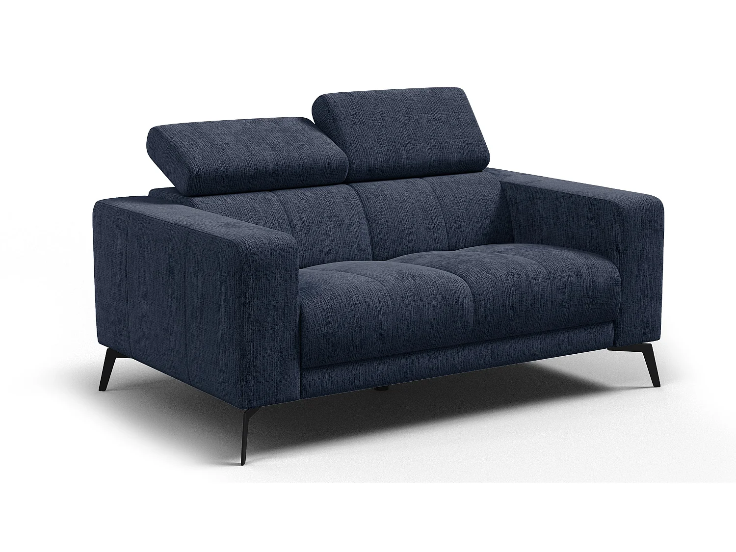 Canapé 2 places MORELLO, tissu bleu marine