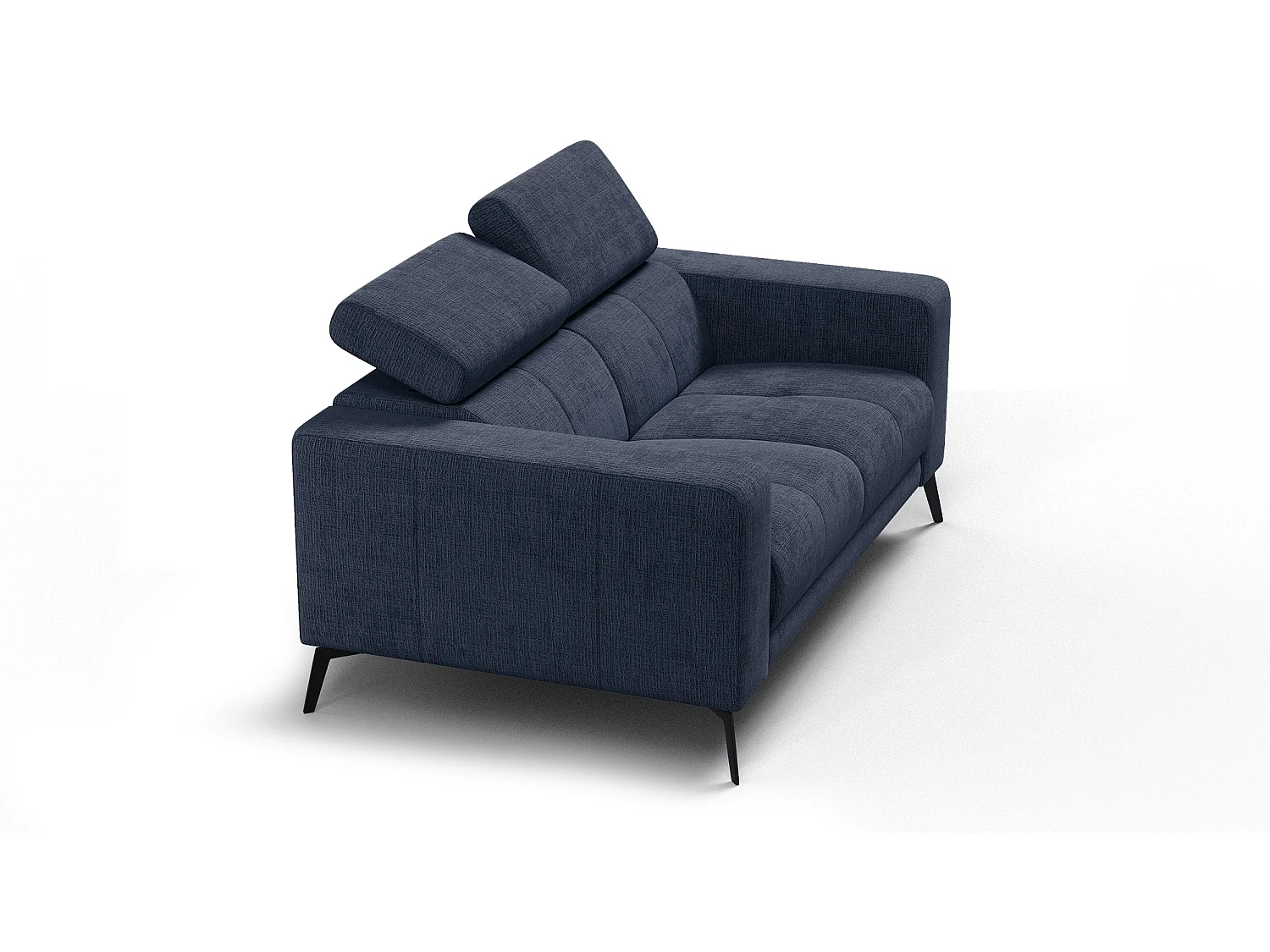 Canapé 2 places MORELLO, tissu bleu marine