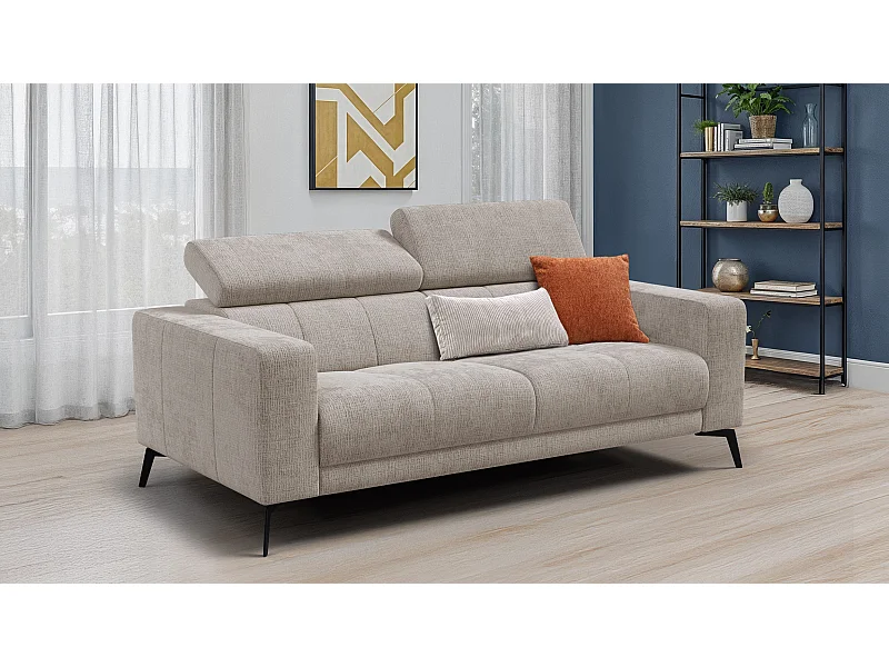 Canapé 3 places MORELLO, tissu beige