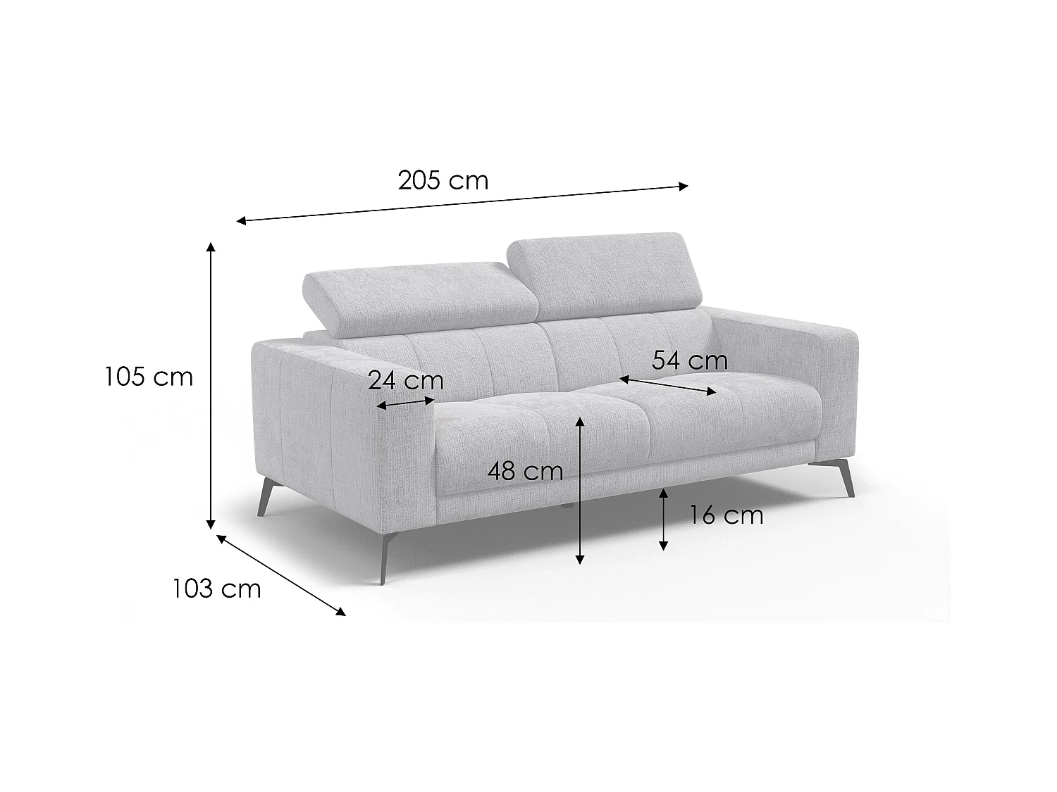 Canapé 3 places MORELLO, tissu beige