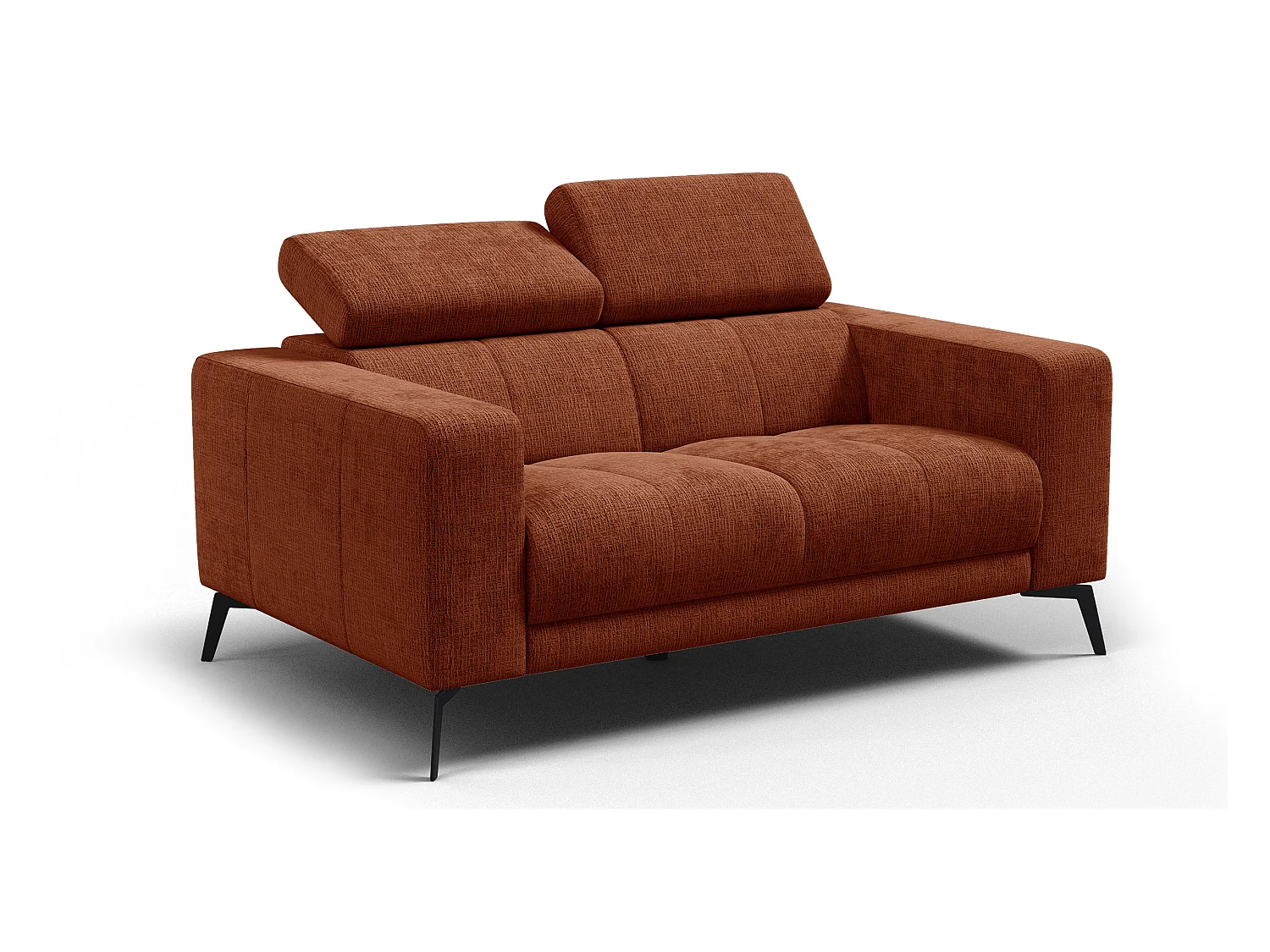 Canapé 2 places MORELLO, tissu orange foncé