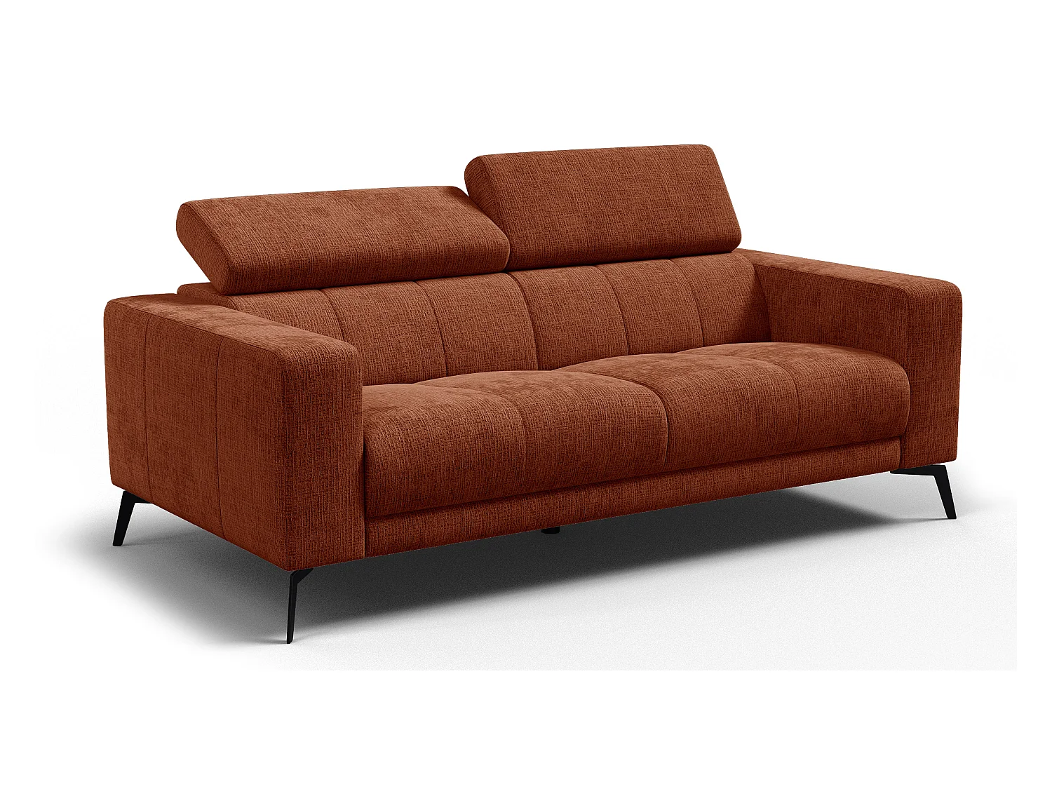 Canapé 3 places MORELLO, tissu orange foncé