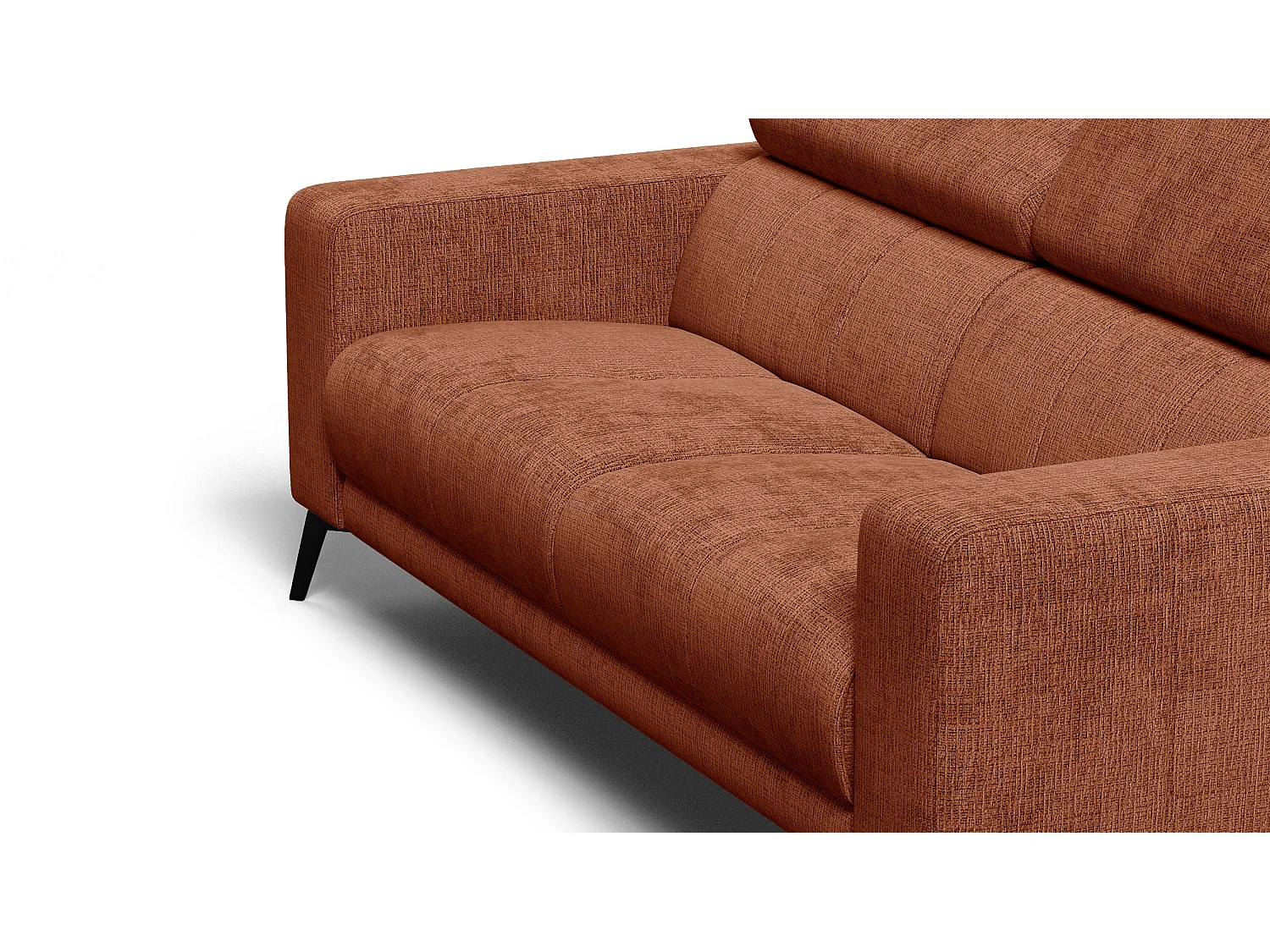 Canapé 3 places MORELLO, tissu orange foncé