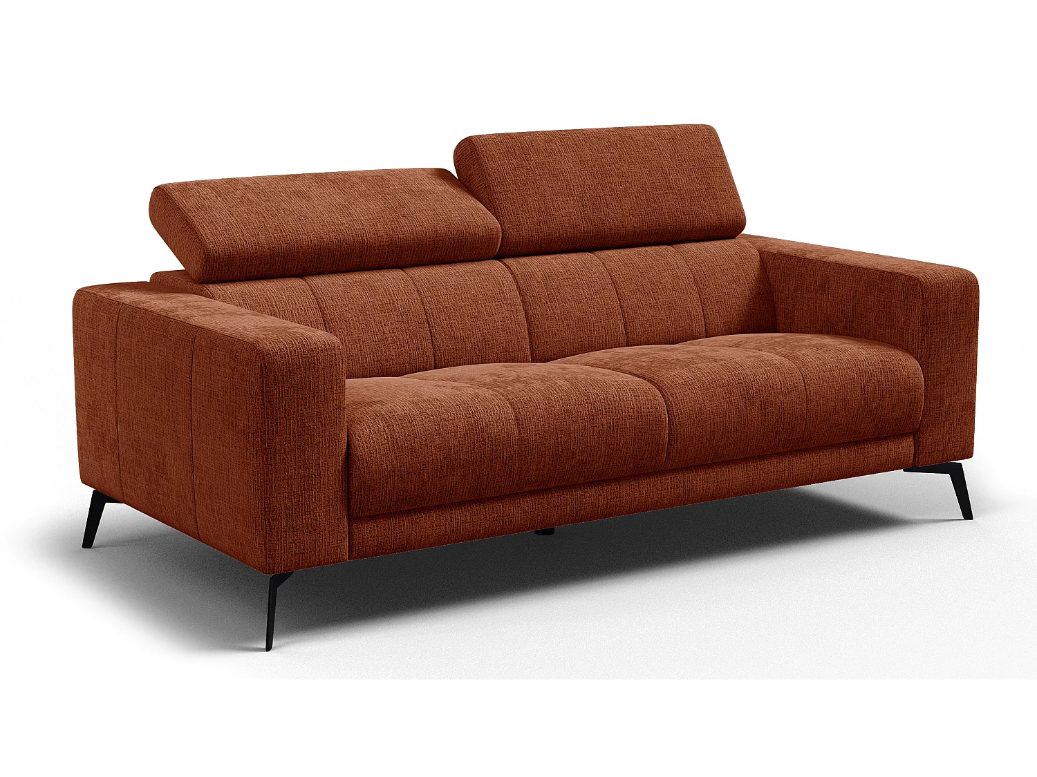 Canapé 3 places MORELLO, tissu orange foncé