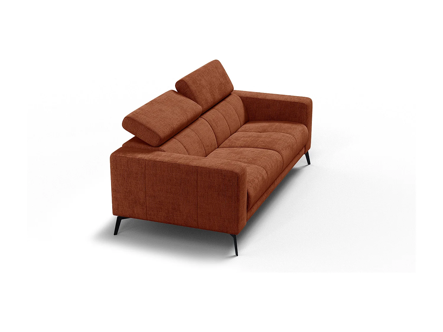 Canapé 3 places MORELLO, tissu orange foncé