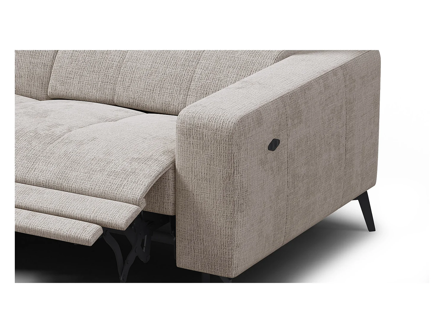 Canapé d'angle 5 places MORELLO avec 1 x Relax Zero Gravity, tissu beige
