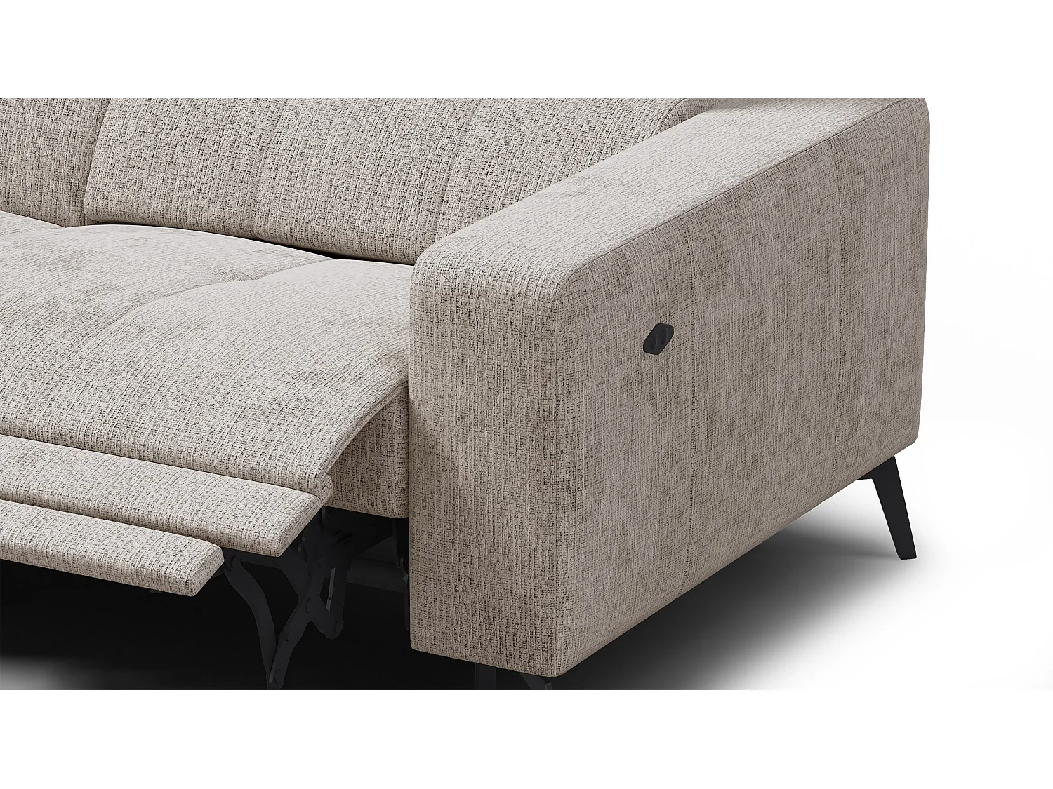 Canapé d'angle 5 places MORELLO avec 1 x Relax Zero Gravity, tissu beige