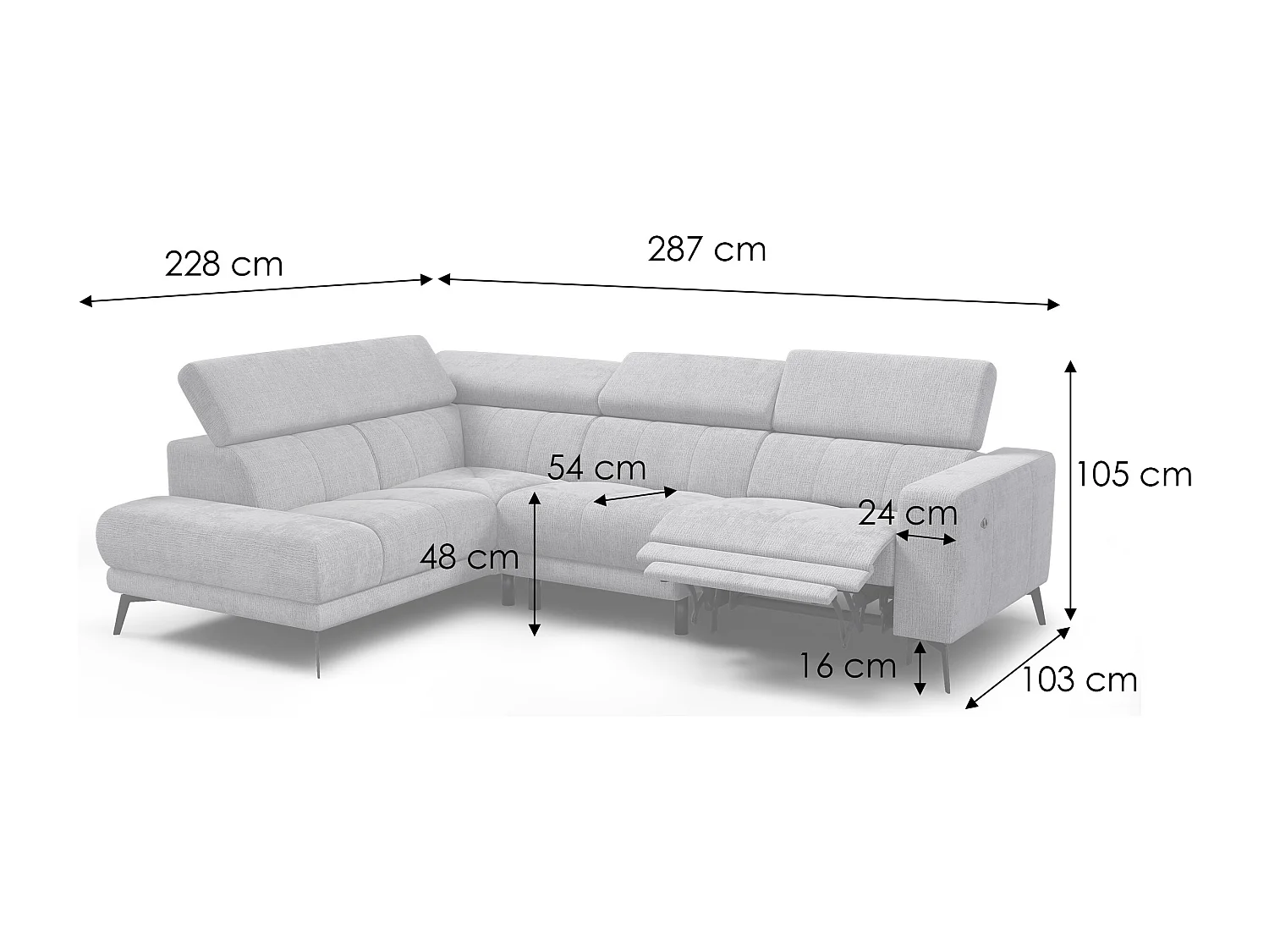 Ecksofa 5-Sitzer MORELLO, beige, 1 x Relax Zero Gravity