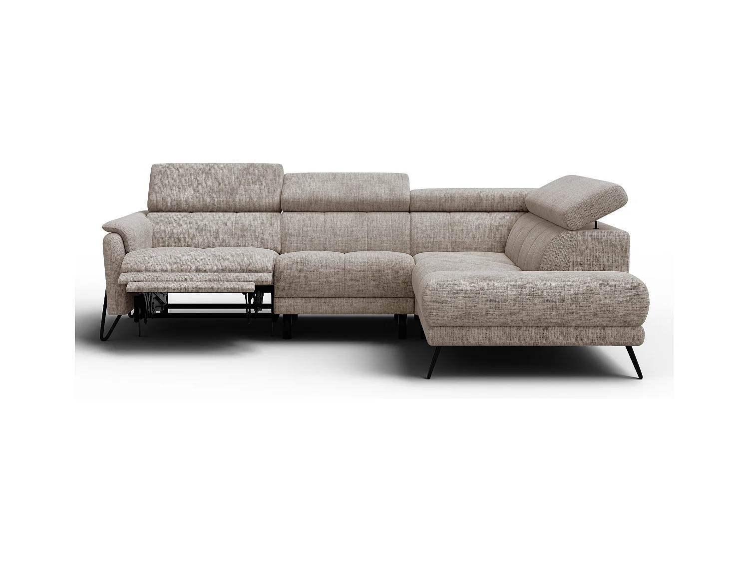 Canapé d'angle 5 places RODEN avec Relax, tissu beige