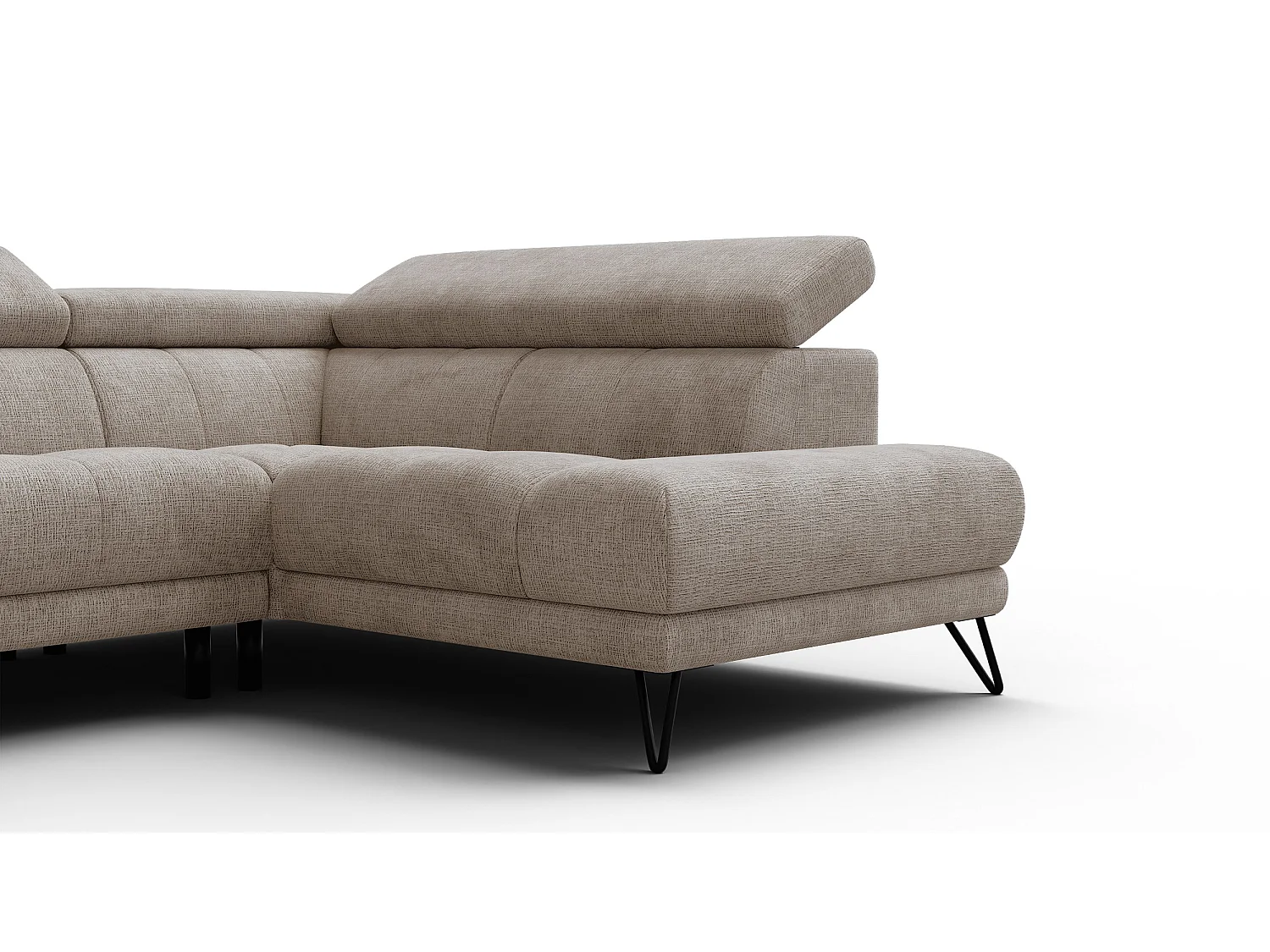 Canapé d'angle 5 places RODEN avec Relax, tissu beige