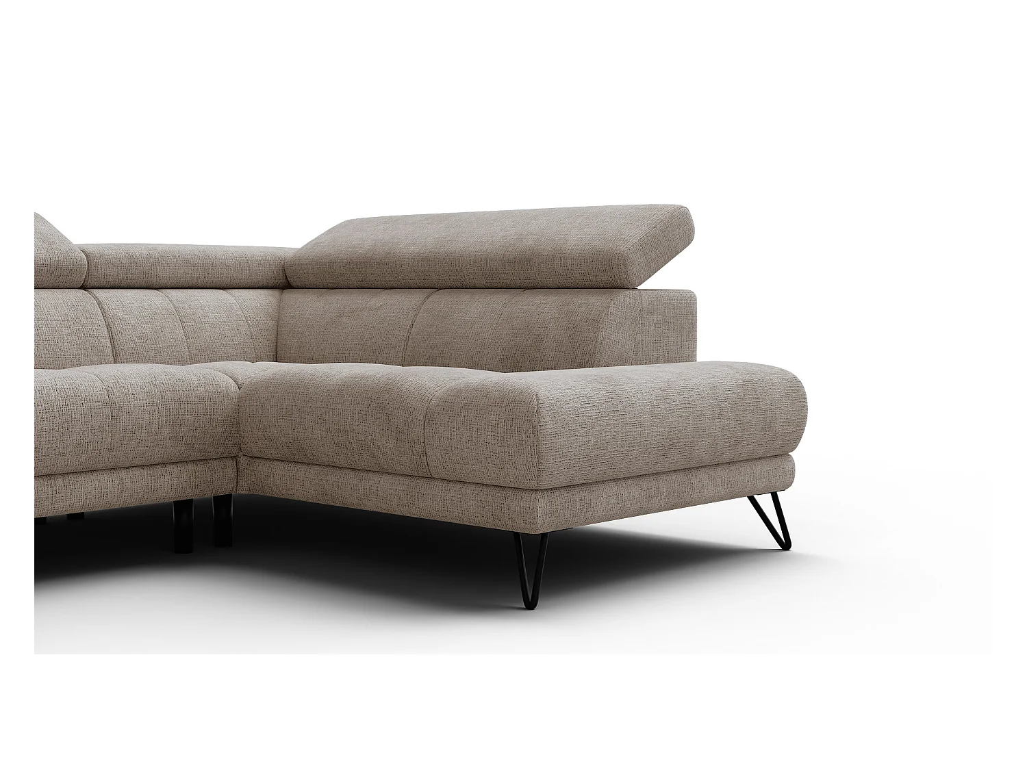 Canapé d'angle 5 places RODEN avec Relax, tissu beige