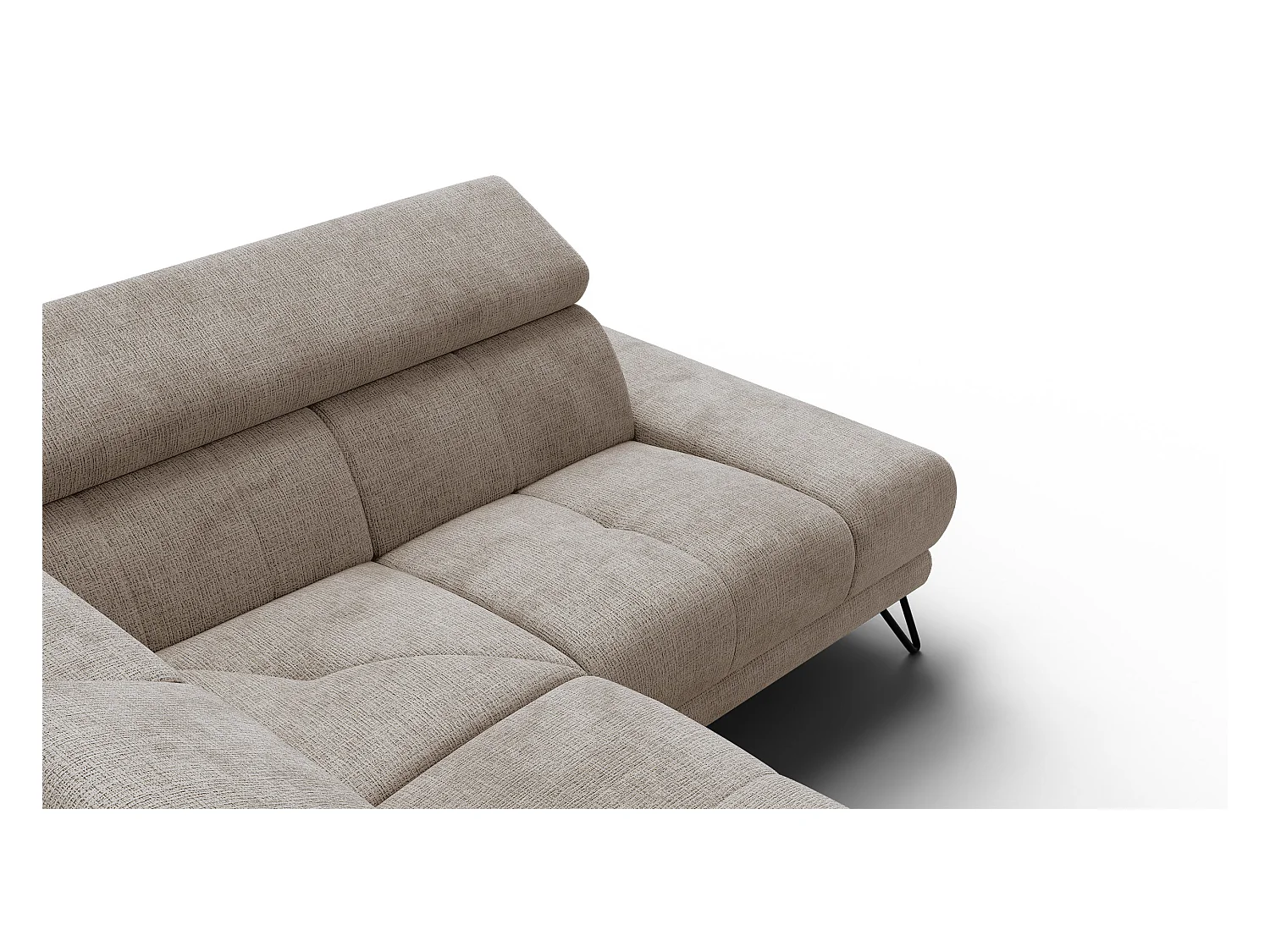 Canapé d'angle 5 places RODEN avec Relax, tissu beige