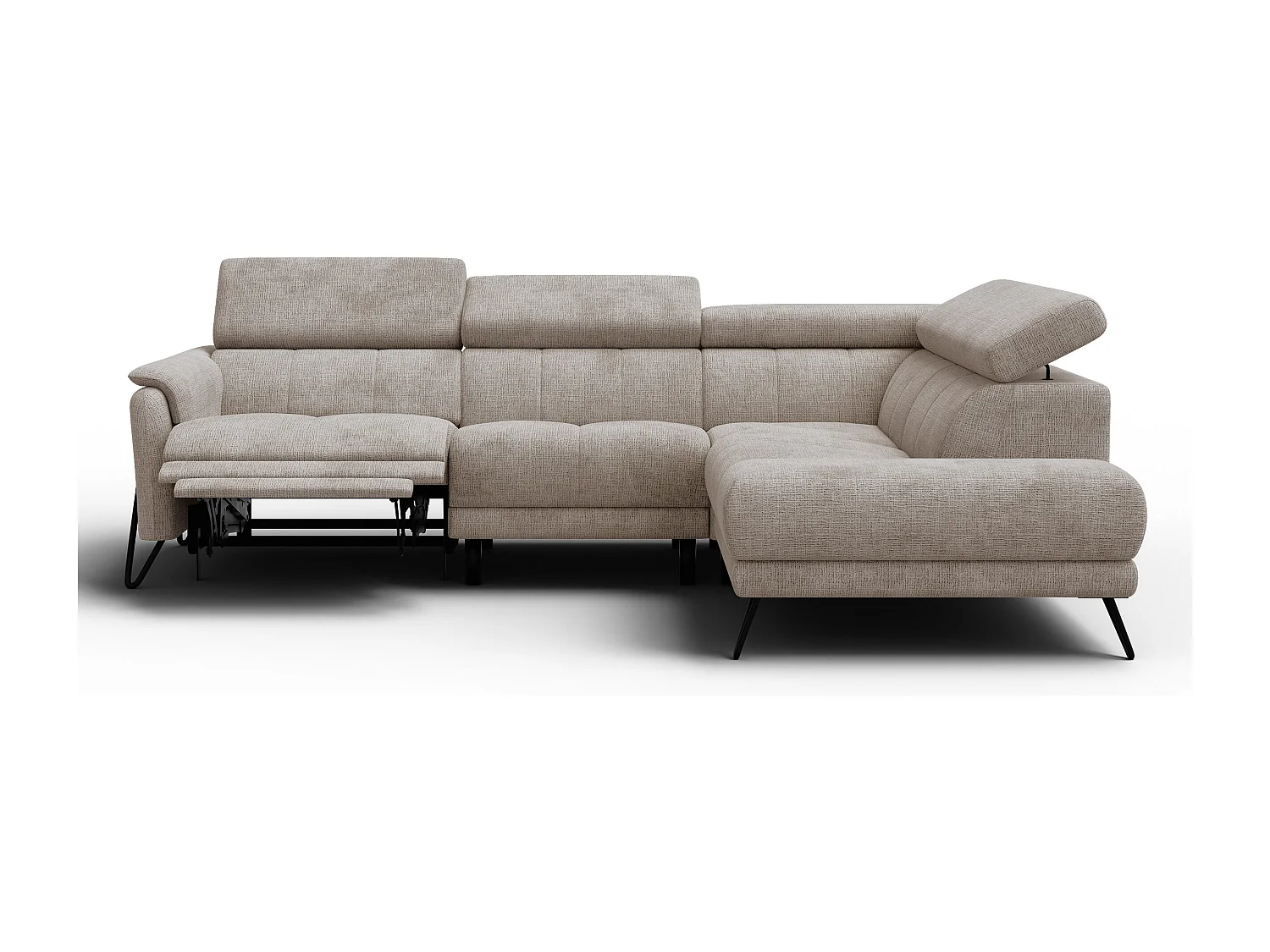 Canapé d'angle 5 places RODEN avec Relax, tissu beige