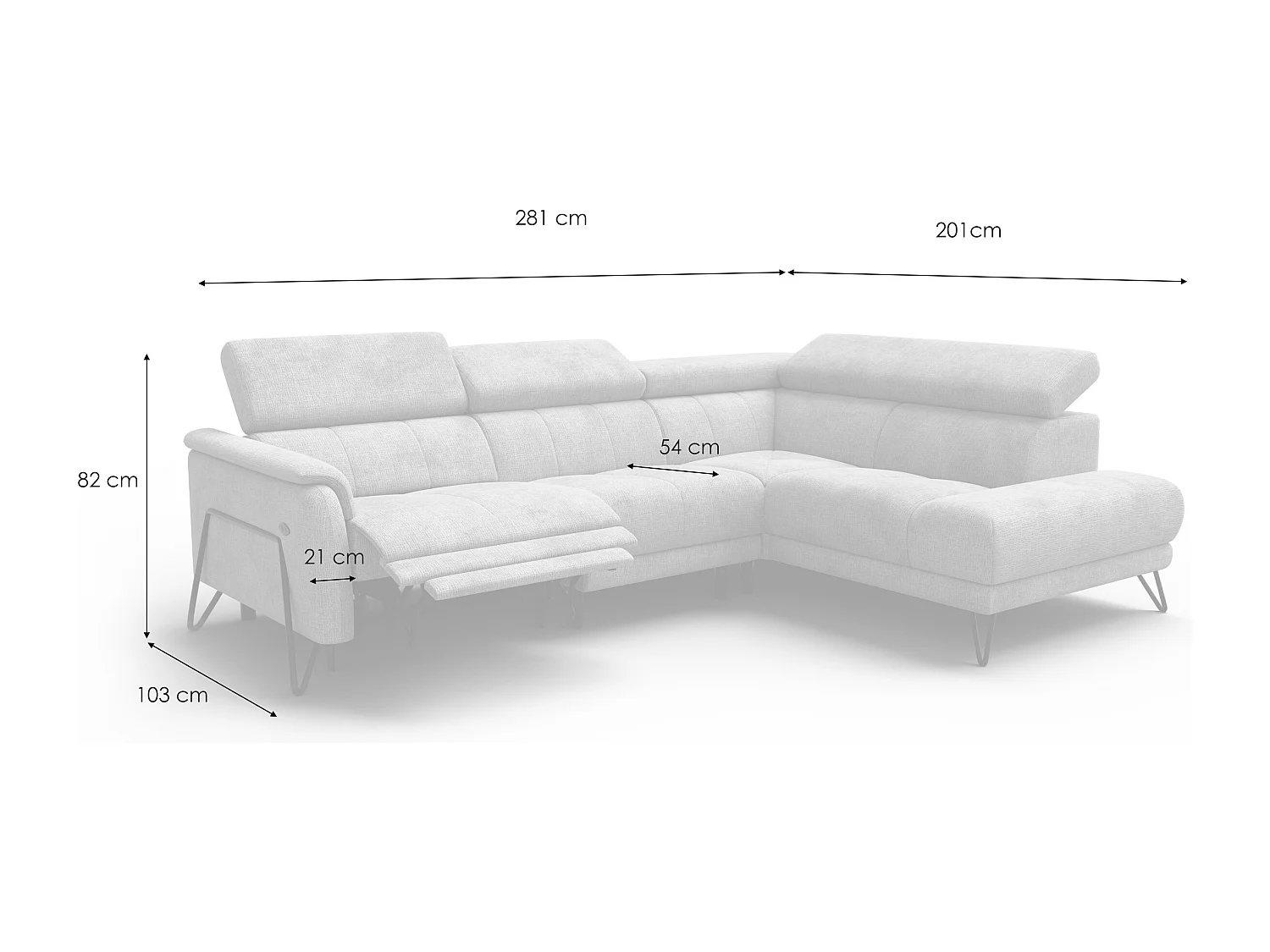 Ecksofa 5-Sitzer mit Relax RODEN, beige