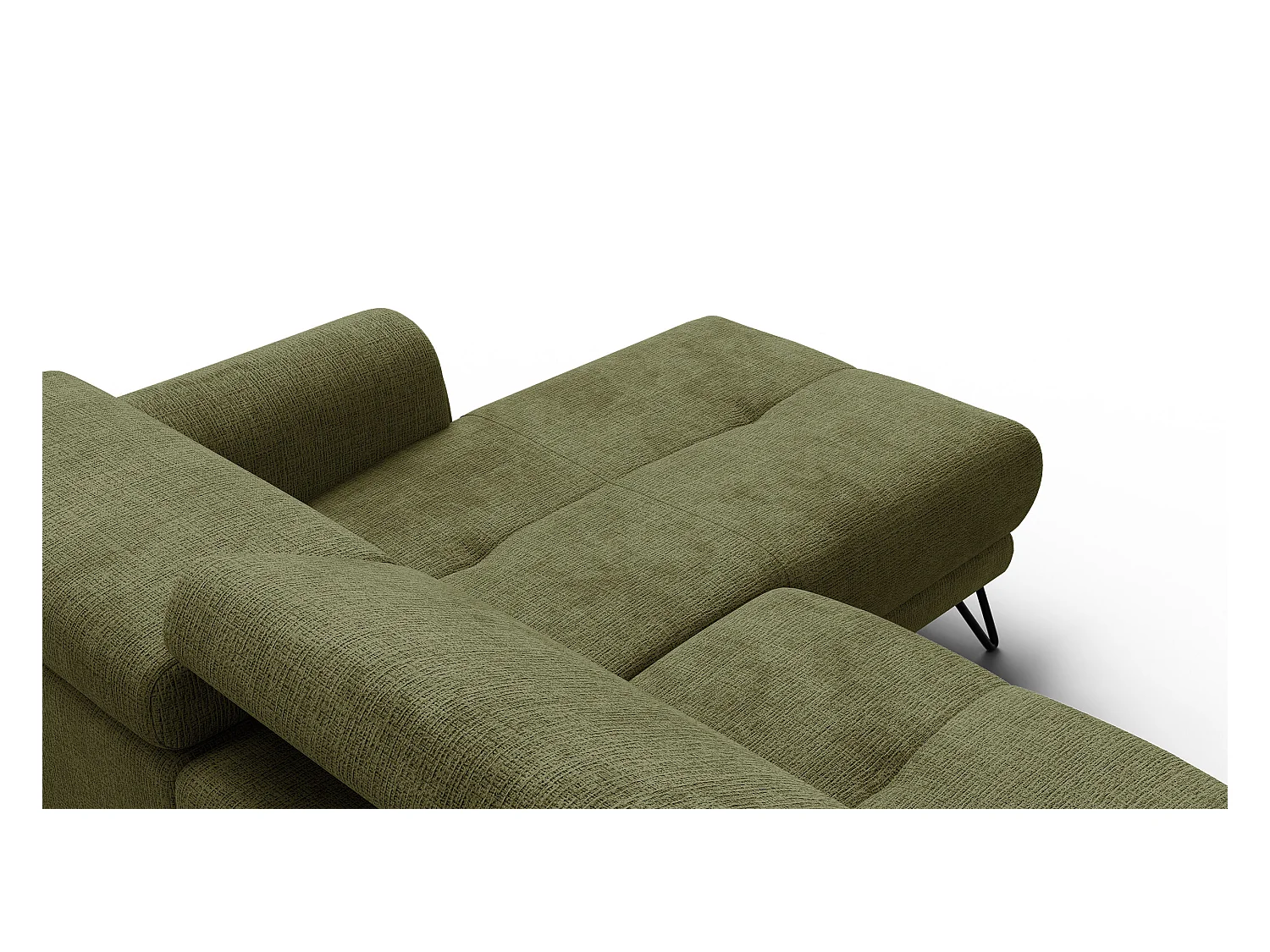 Canapé d'angle 4 places RODEN avec Relax, tissu olive