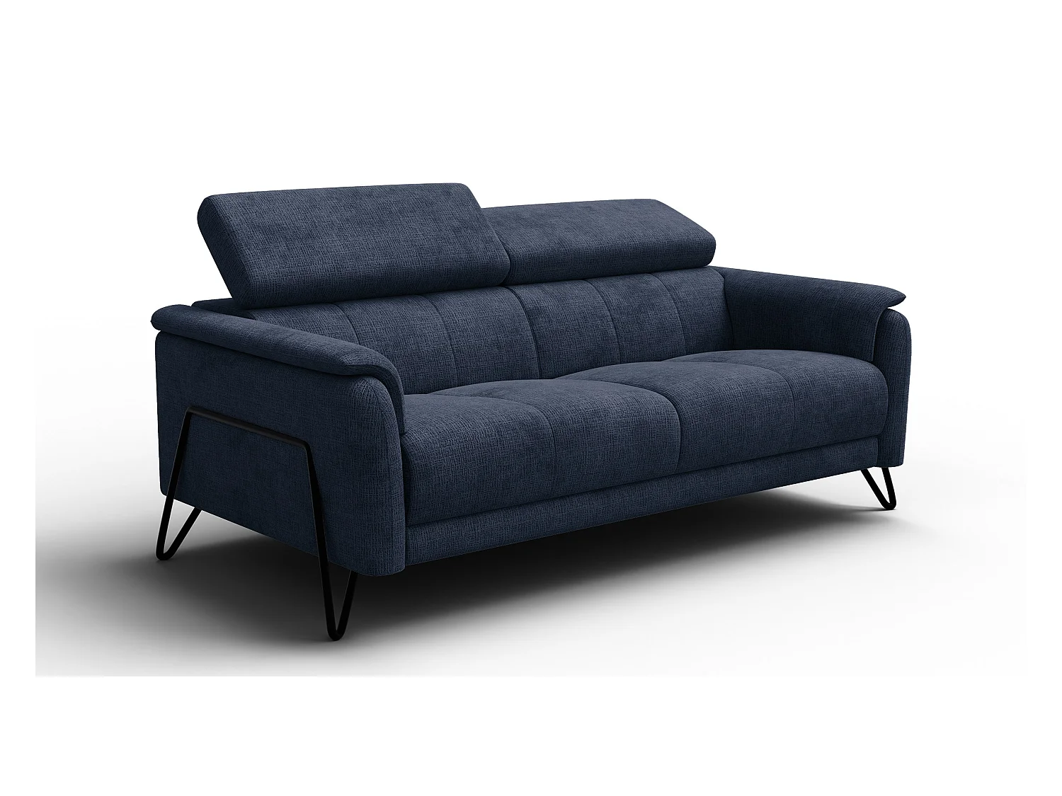 Canapé 3 places RODEN, tissu bleu marine