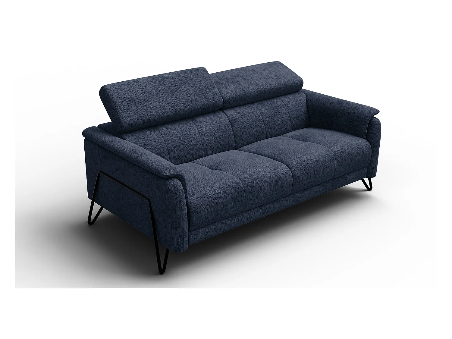 Canapé 3 places RODEN, tissu bleu marine