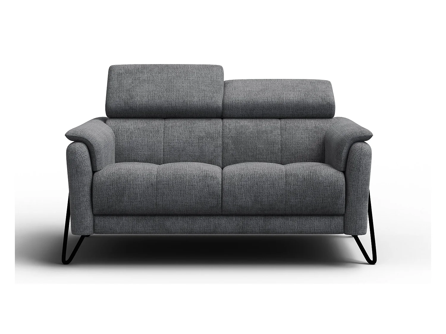 Canapé 2 places RODEN, tissu gris foncé