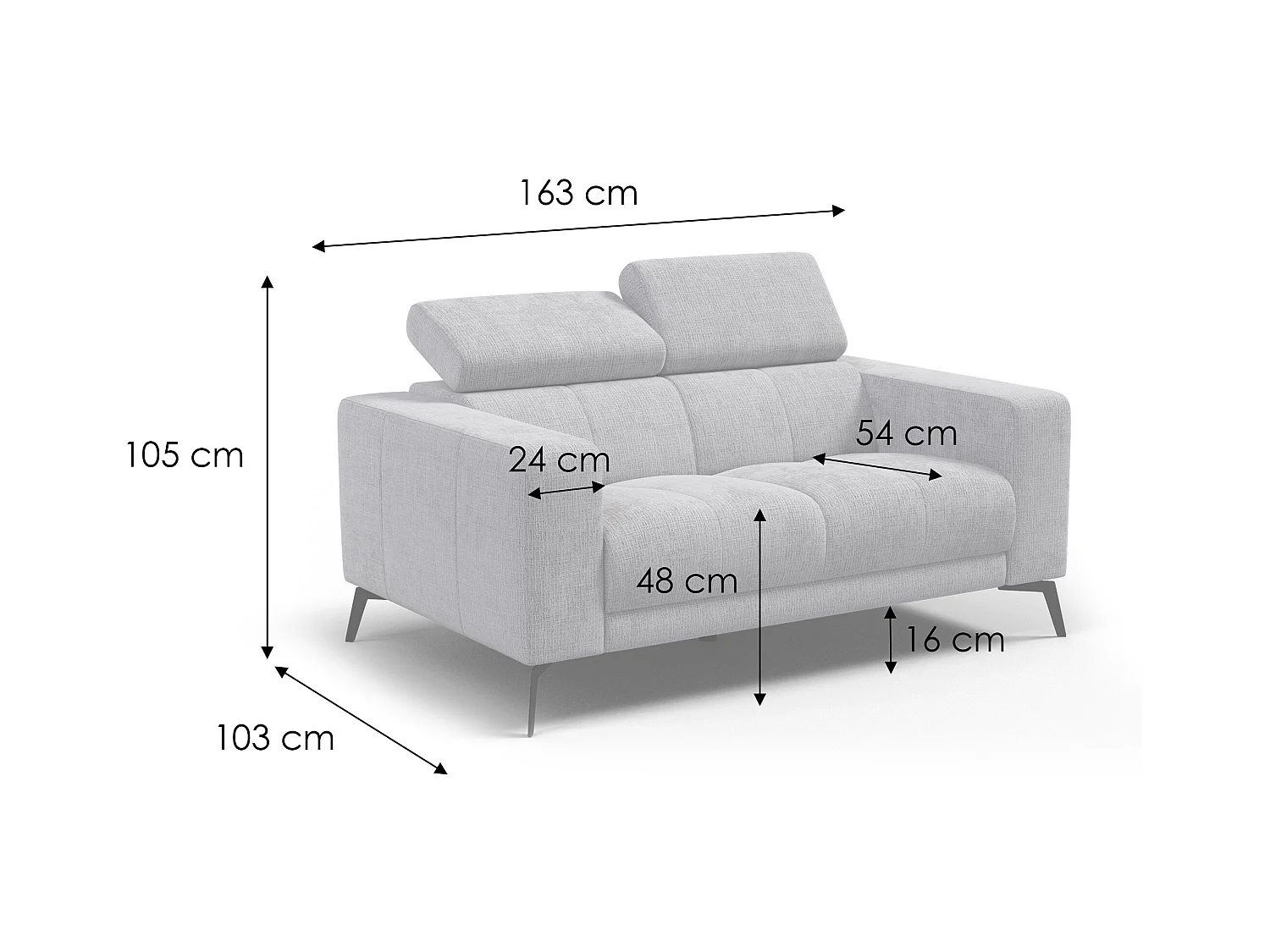 Canapé 2 places MORELLO, tissu beige