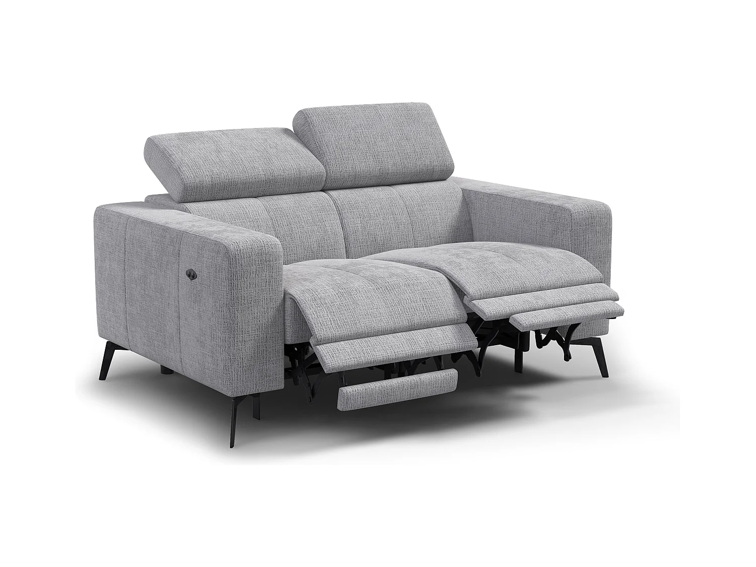 Canapé 2 places MORELLO avec 2 x Relax Zero Gravity, tissu gris clair