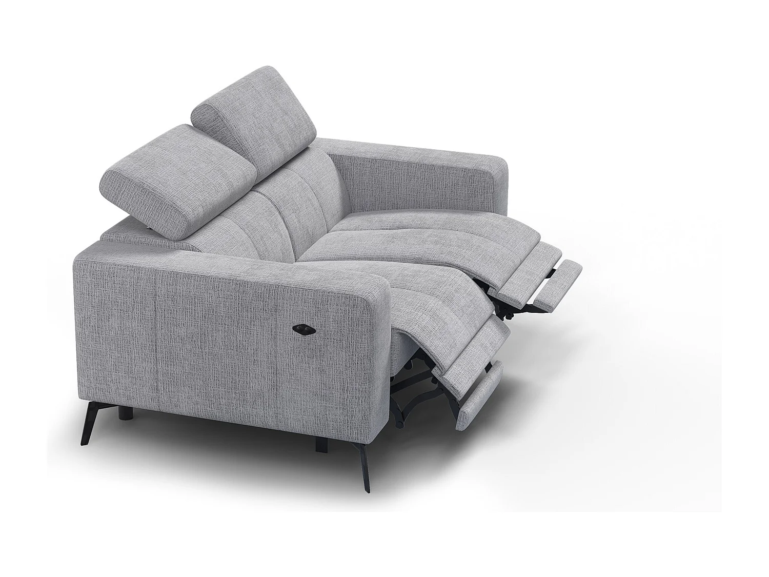 Canapé 2 places MORELLO avec 2 x Relax Zero Gravity, tissu gris clair