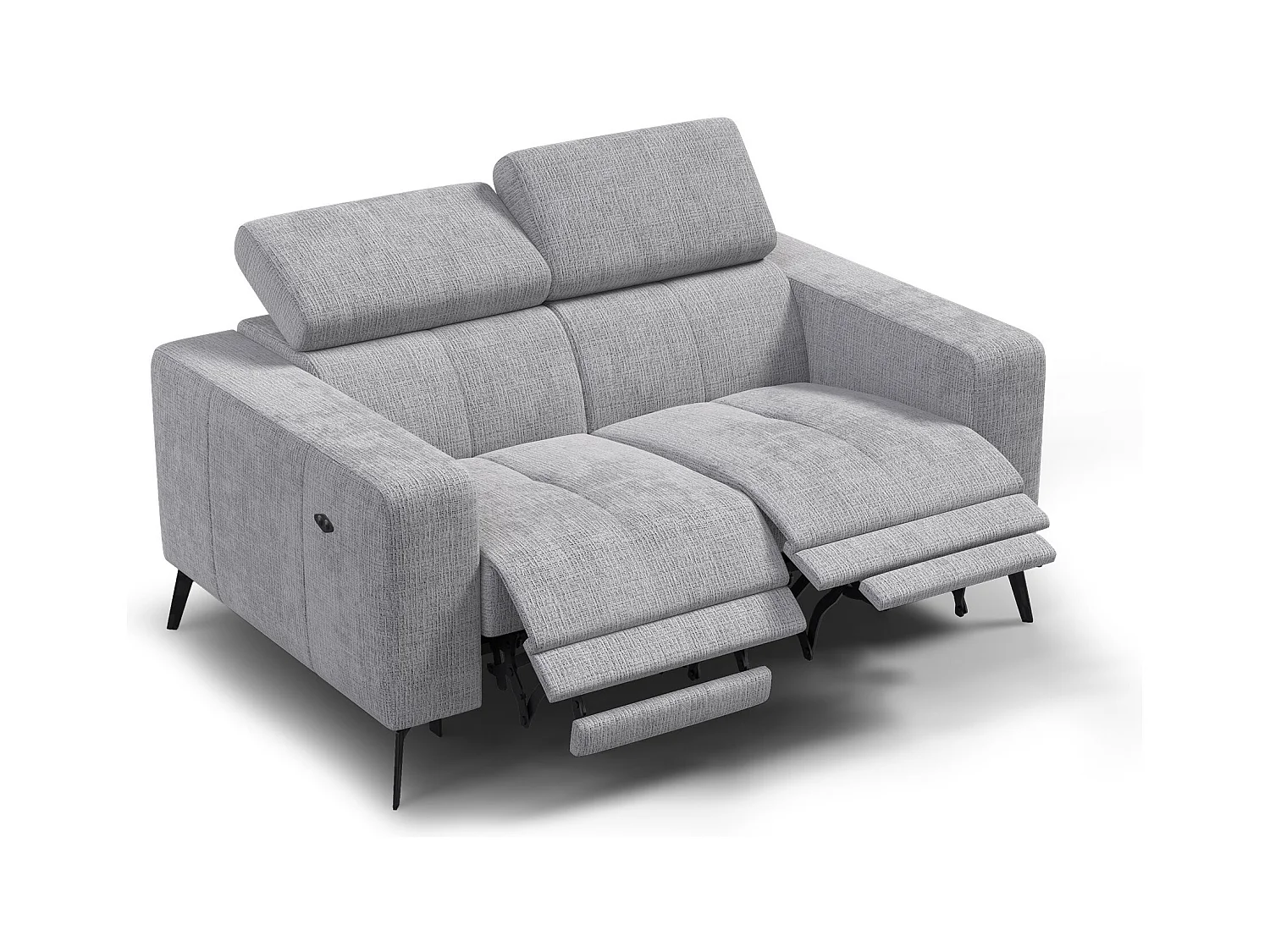 Canapé 2 places MORELLO avec 2 x Relax Zero Gravity, tissu gris clair