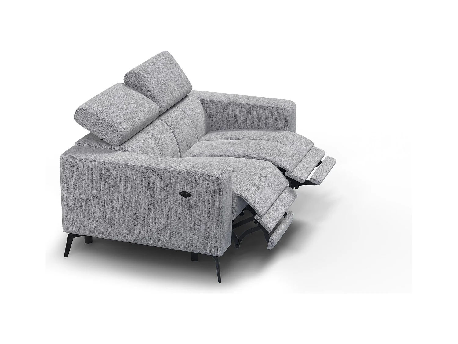 Canapé 2 places MORELLO avec 2 x Relax Zero Gravity, tissu gris clair