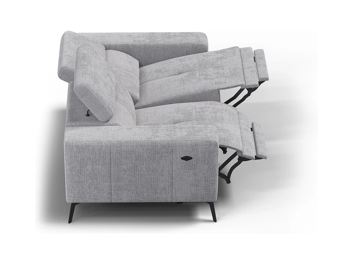 Canapé 2 places MORELLO avec 2 x Relax Zero Gravity, tissu gris clair