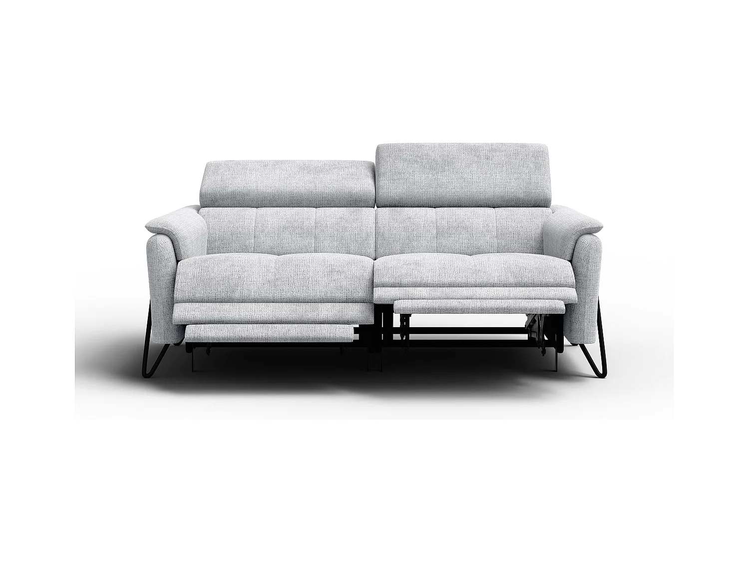 Canapé RODEN 3 places avec 2 Relax, tissu gris clair