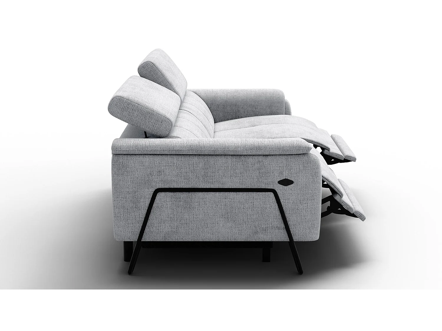 Canapé RODEN 3 places avec 2 Relax, tissu gris clair