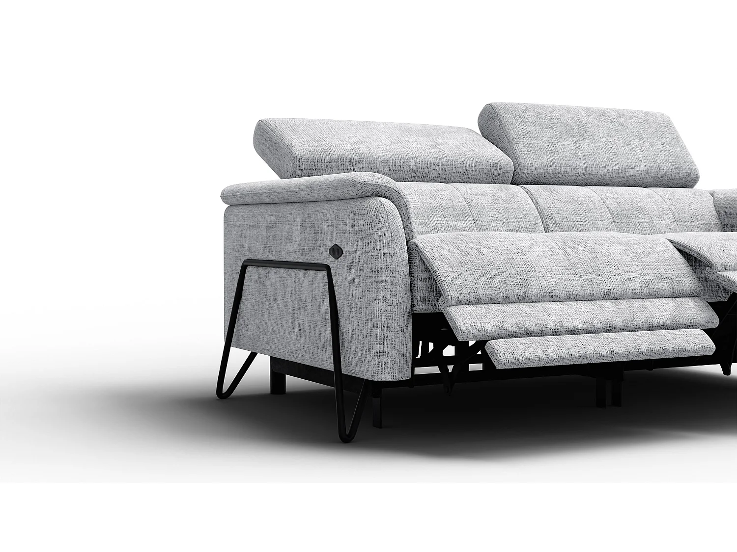 Canapé RODEN 3 places avec 2 Relax, tissu gris clair