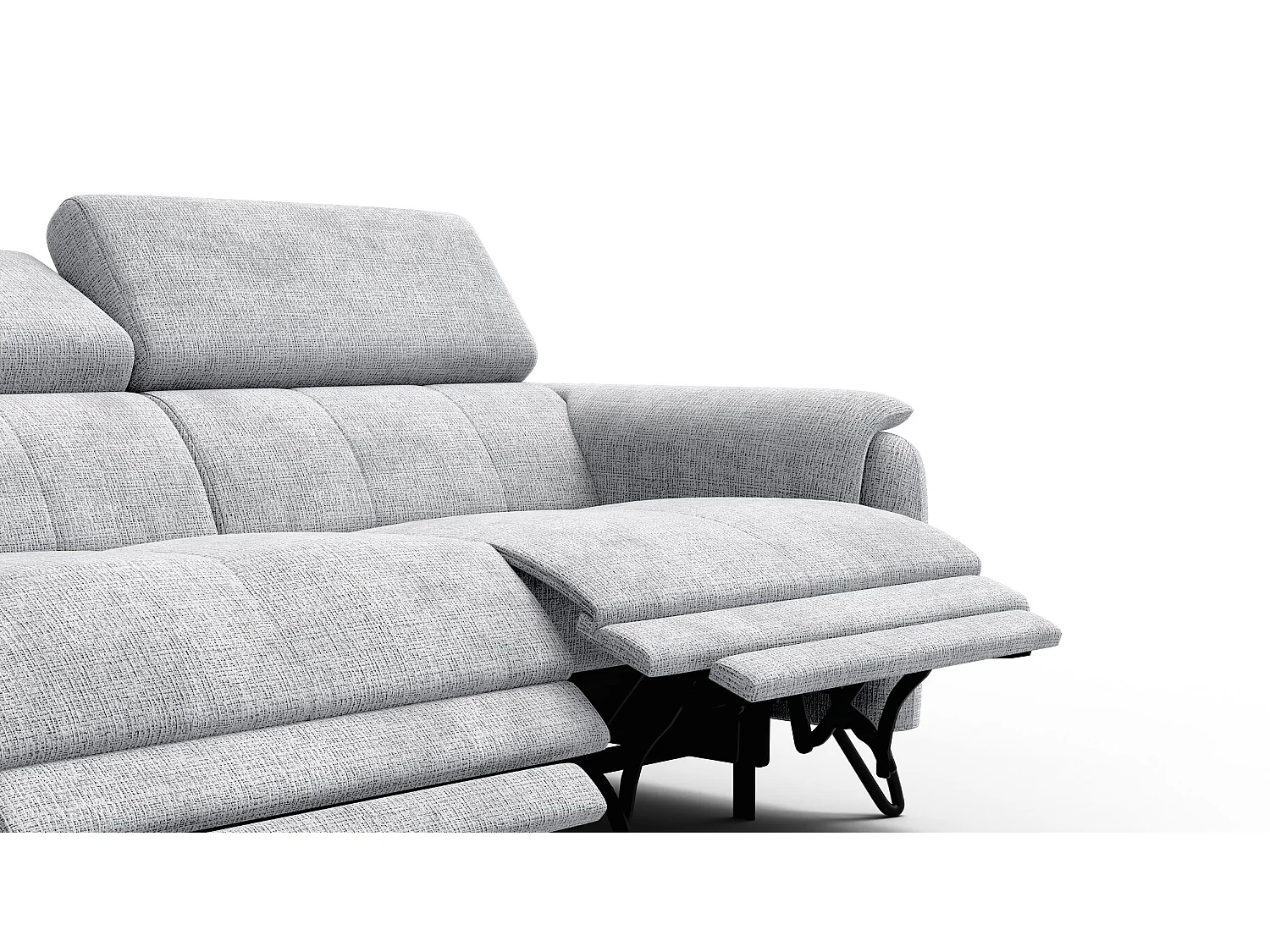 Canapé RODEN 3 places avec 2 Relax, tissu gris clair